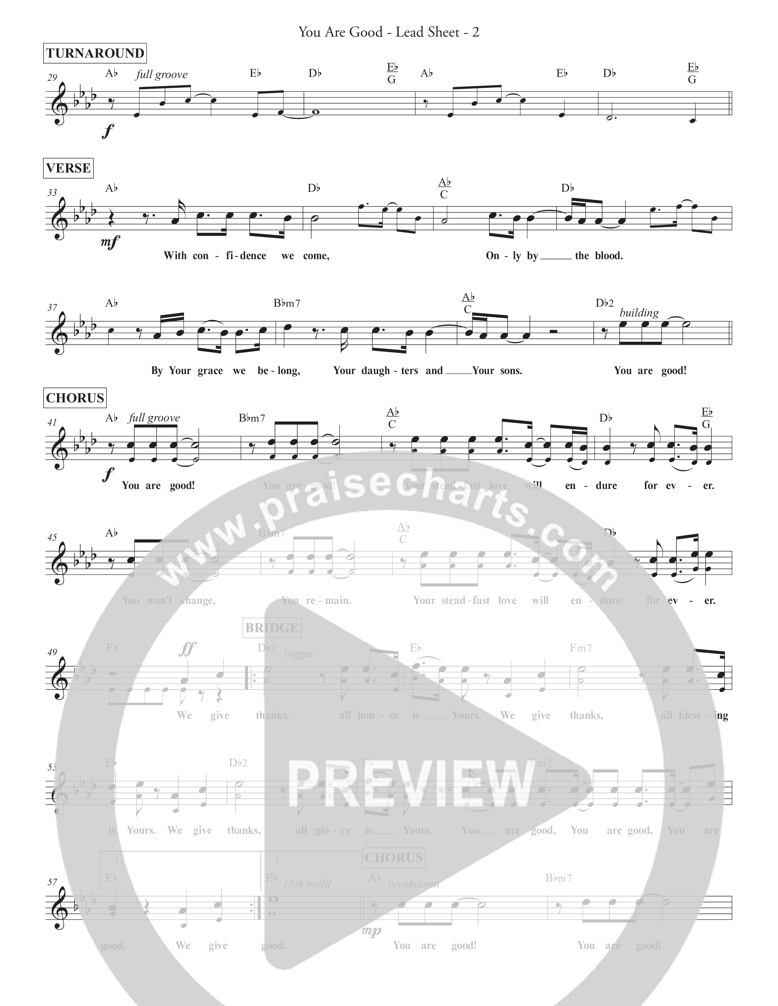 You Are Good Lead Sheet (SAT) (Redemption Worship)