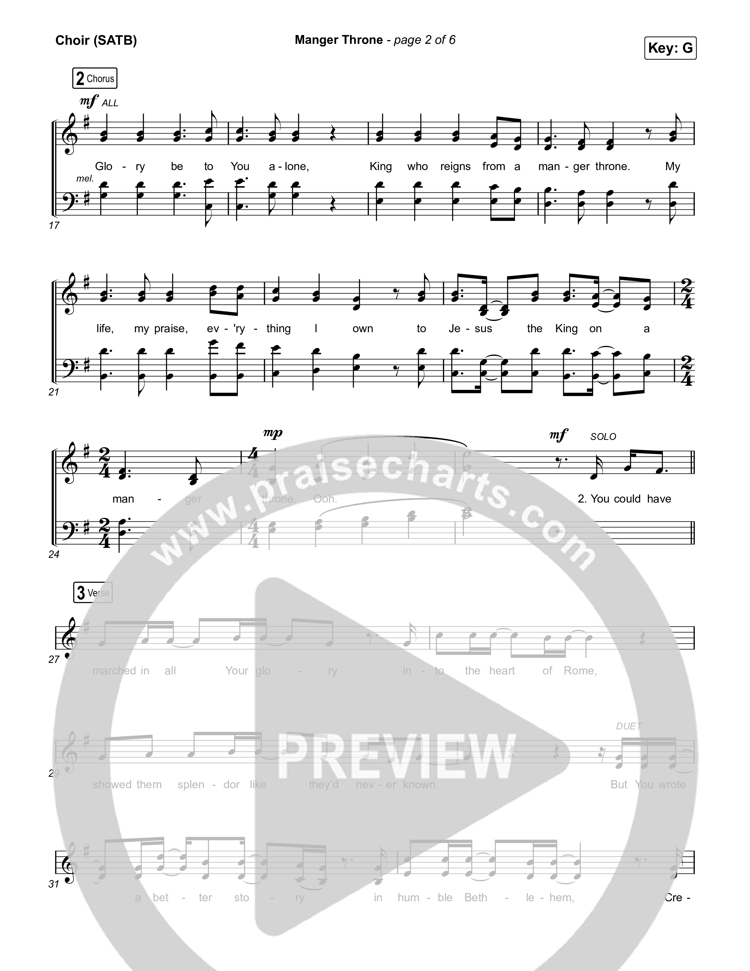 Manger Throne Vocal Sheet (SATB) (Phil Wickham)