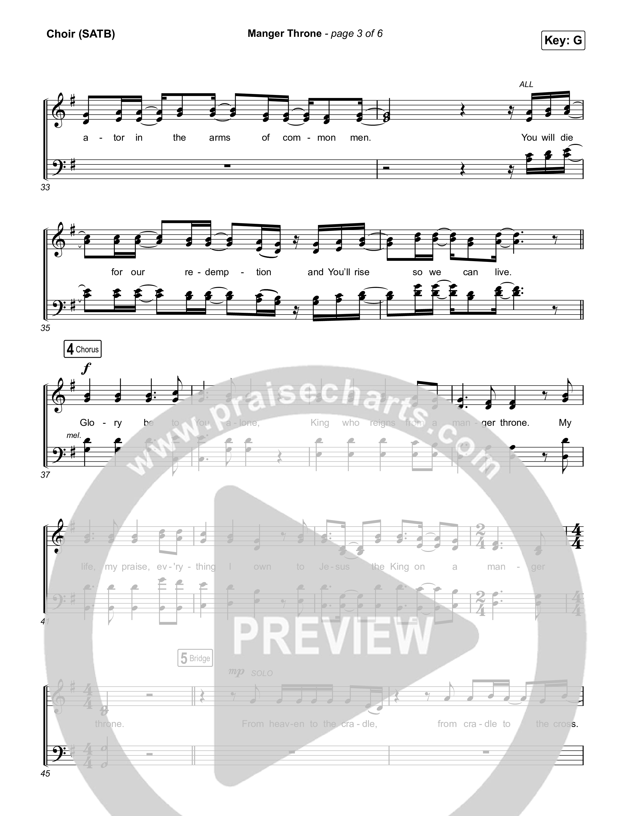 Manger Throne Vocal Sheet (SATB) (Phil Wickham)