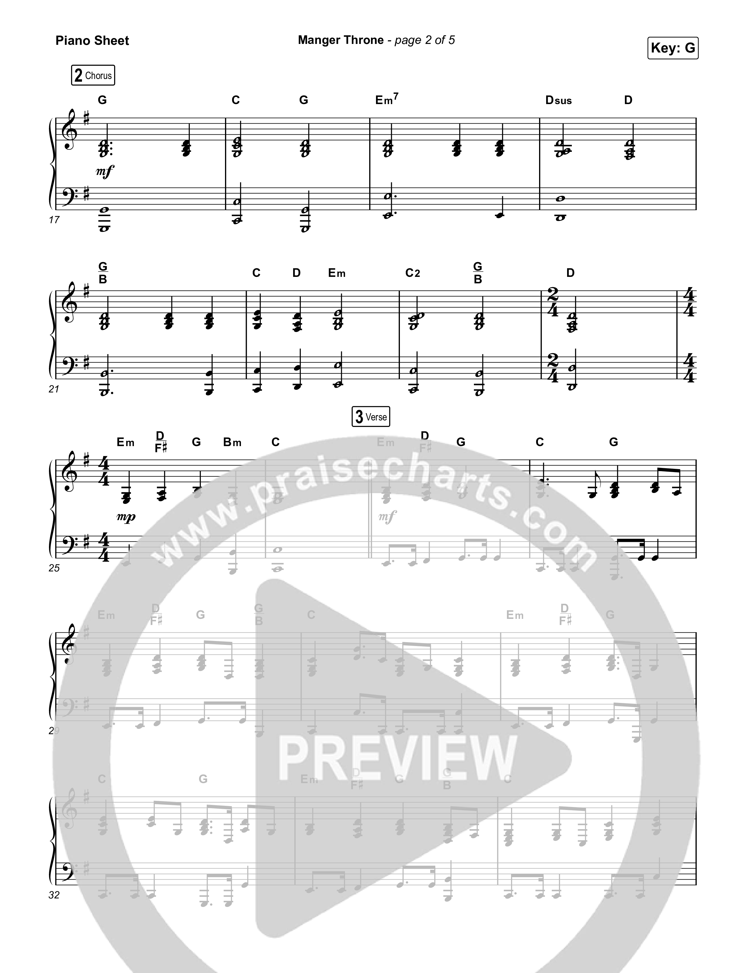 Manger Throne Piano Sheet (Phil Wickham)