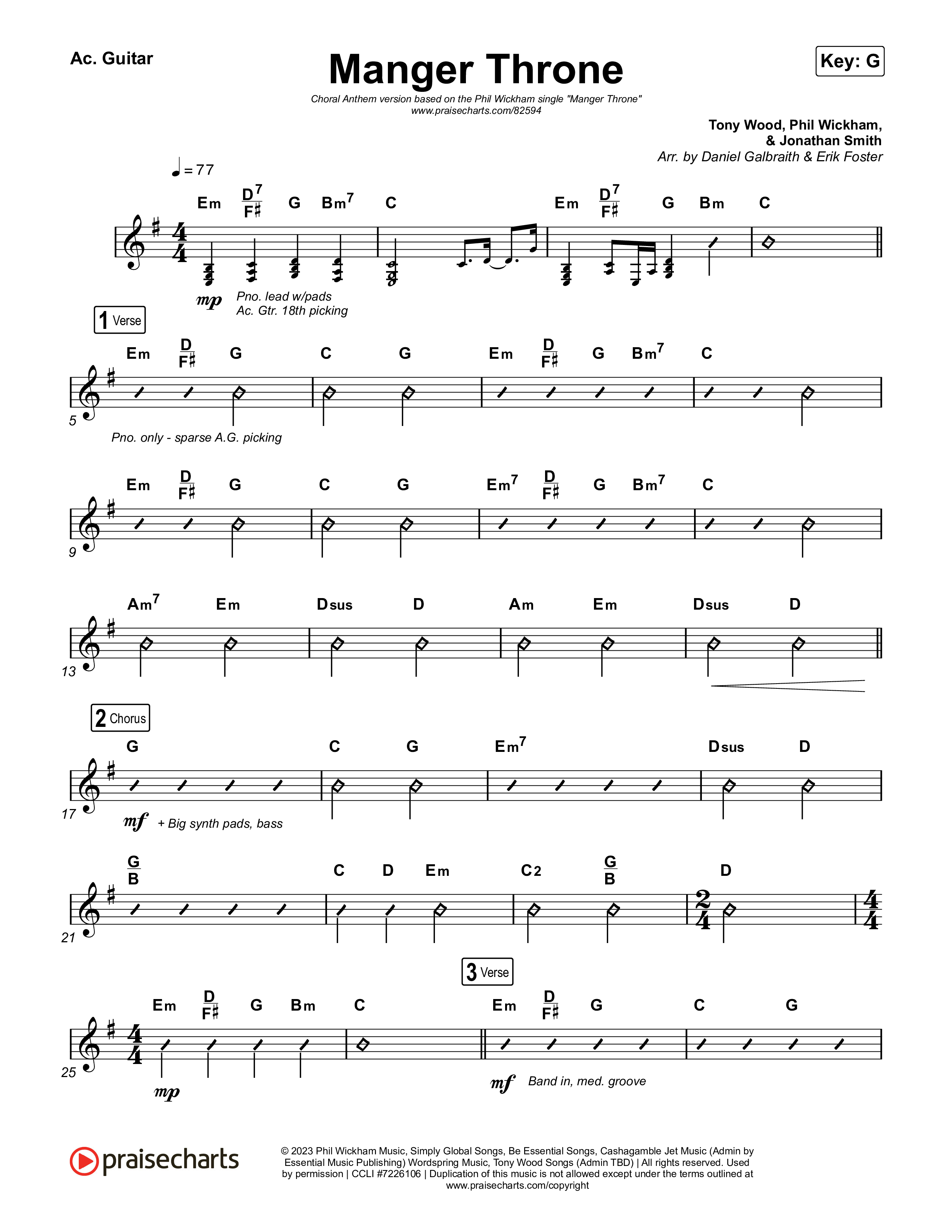 Manger Throne (Choral Anthem SATB) Acoustic Guitar (Phil Wickham / Arr. Erik Foster)