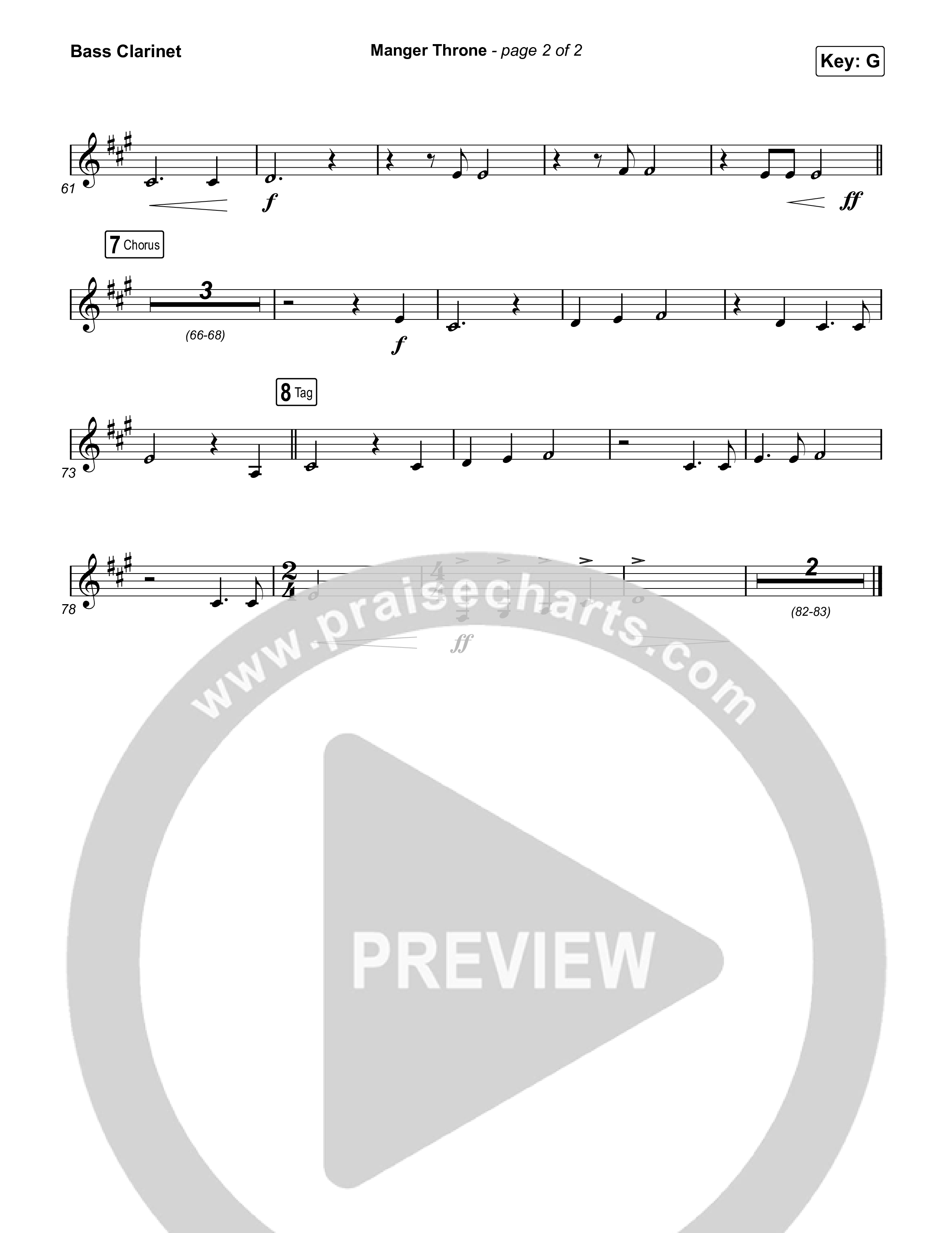 Manger Throne (Choral Anthem SATB) Bass Clarinet (Phil Wickham / Arr. Erik Foster)