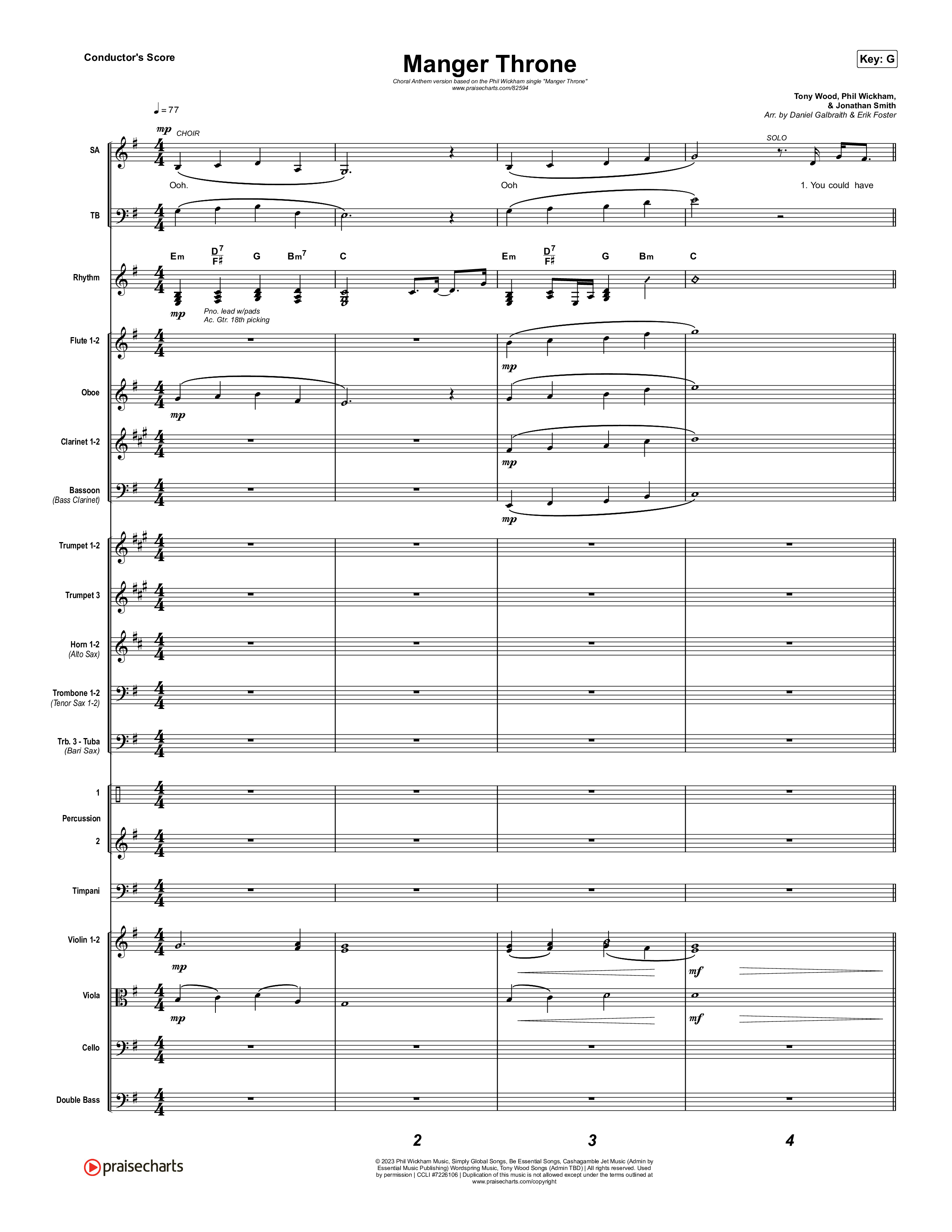 Manger Throne (Choral Anthem SATB) Orchestration (Phil Wickham / Arr. Erik Foster)