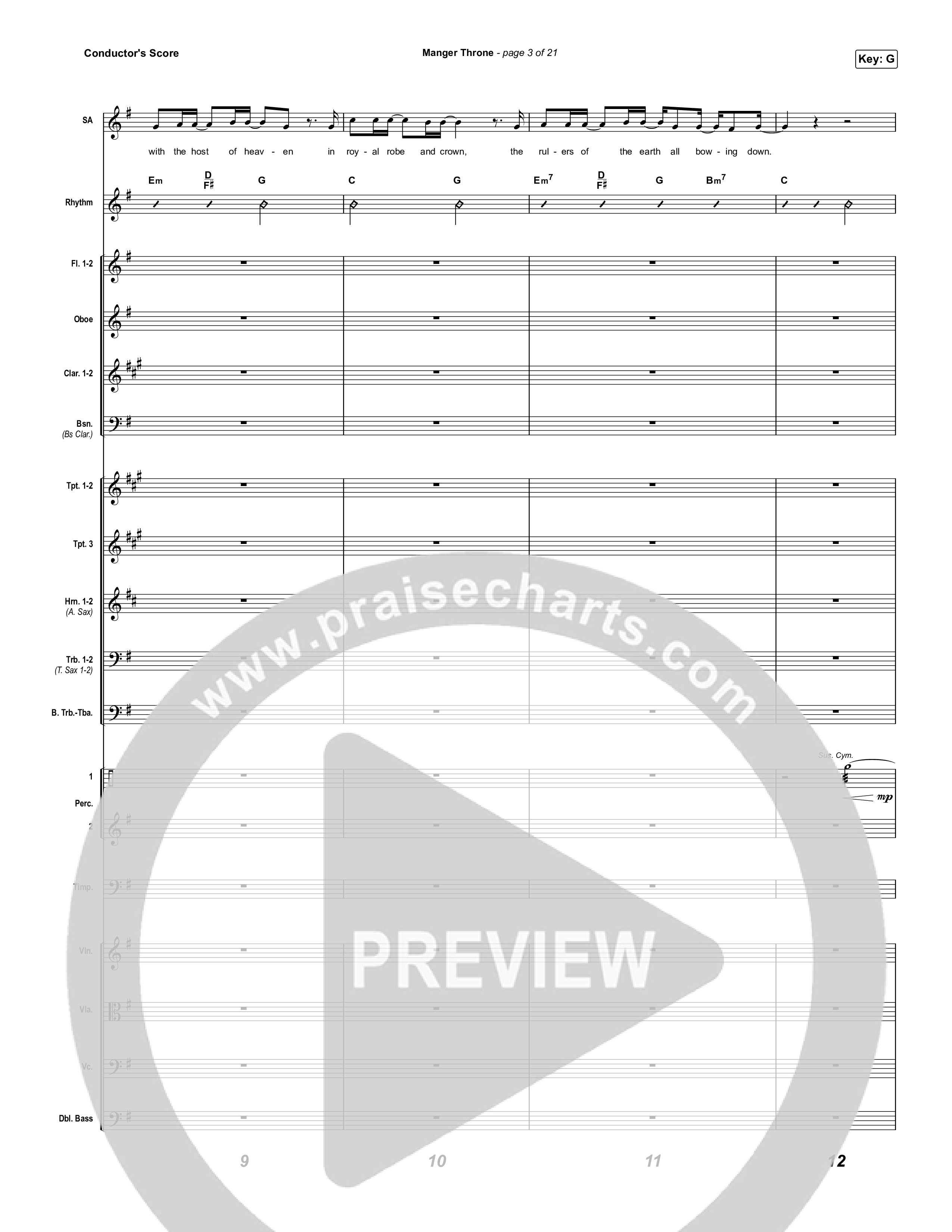 Manger Throne (Choral Anthem SATB) Orchestration (Phil Wickham / Arr. Erik Foster)