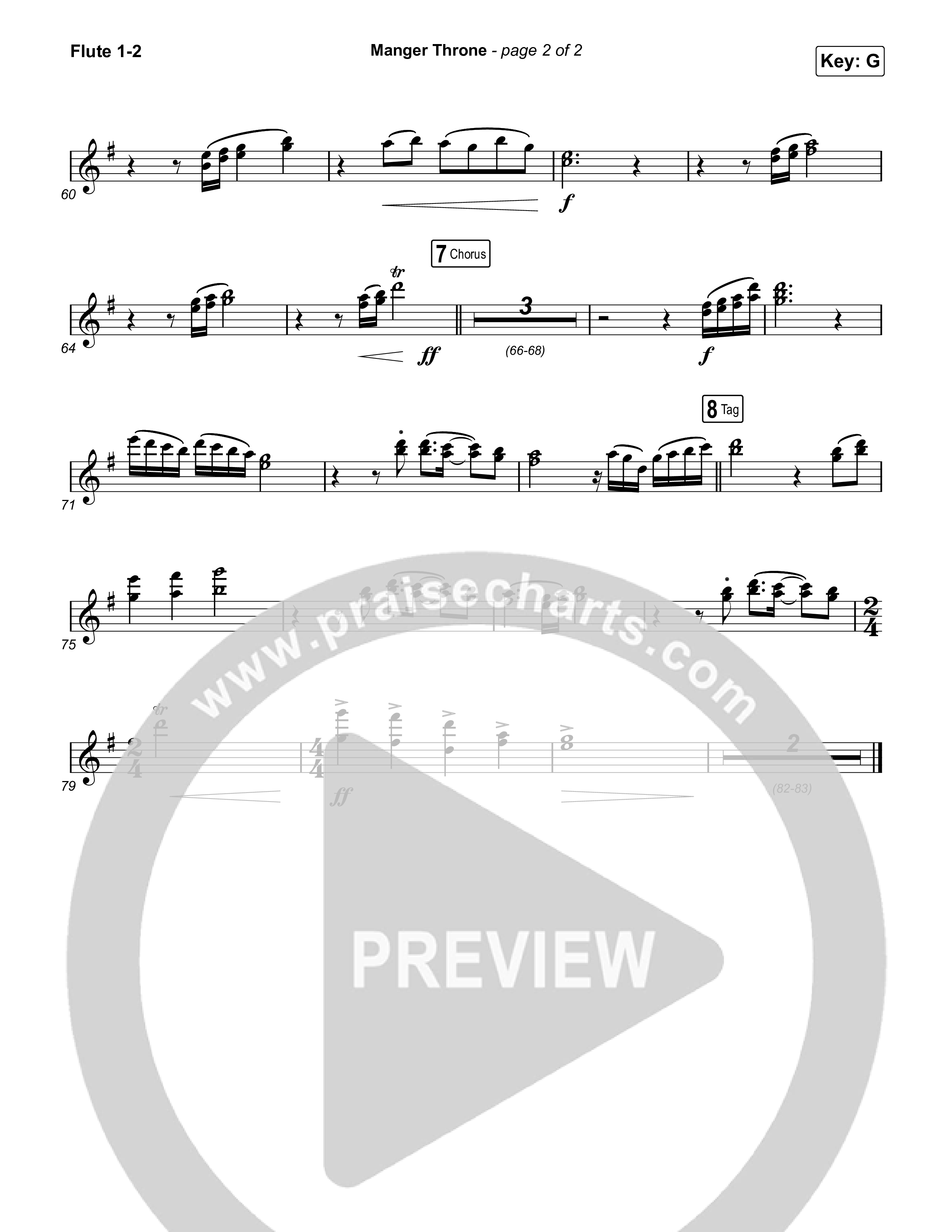 Manger Throne (Choral Anthem SATB) Flute 1/2 (Phil Wickham / Arr. Erik Foster)