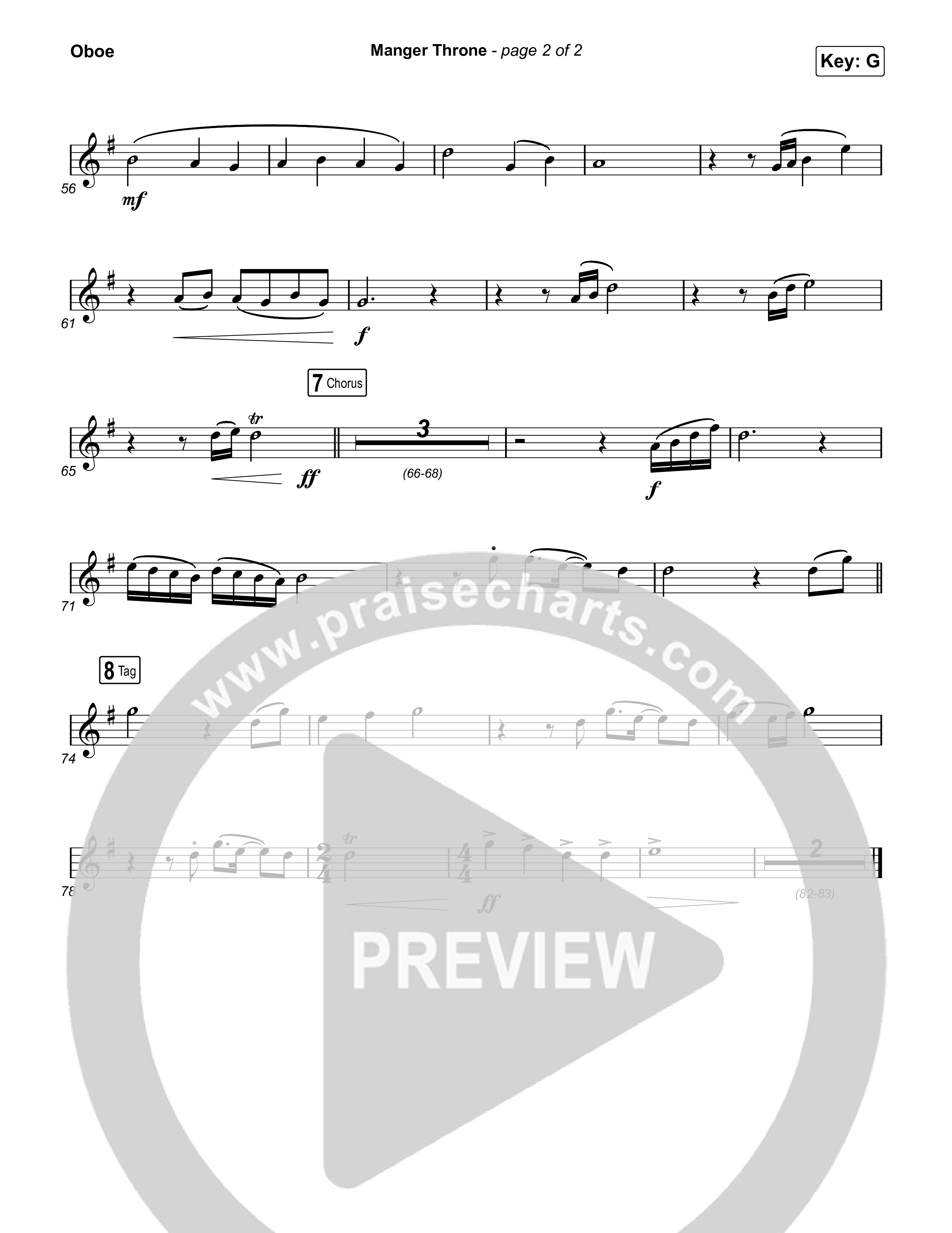 Manger Throne (Choral Anthem SATB) Oboe (Phil Wickham / Arr. Erik Foster)