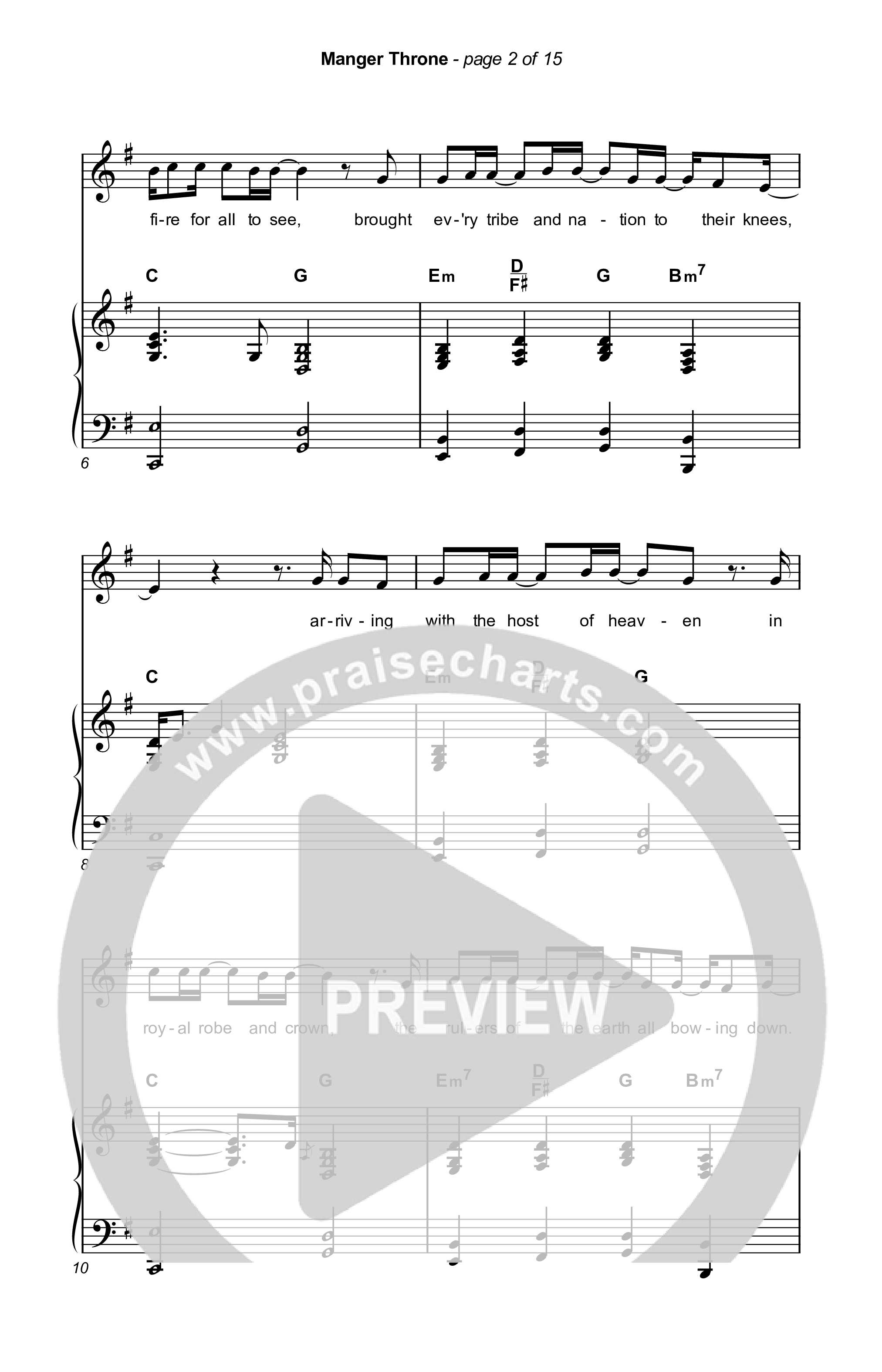 Manger Throne (Choral Anthem SATB) Octavo (SATB & Pno) (Phil Wickham / Arr. Erik Foster)