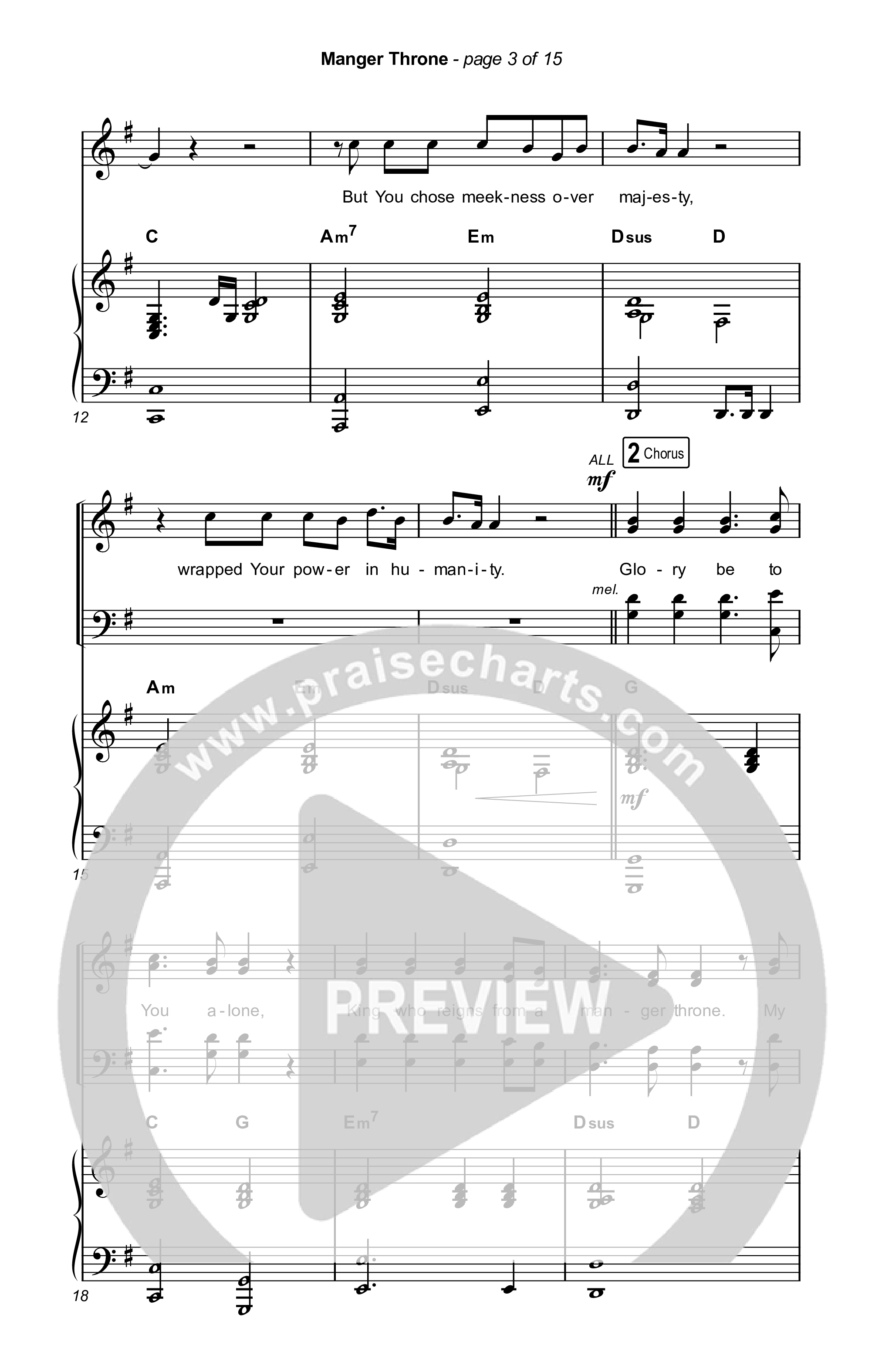 Manger Throne (Choral Anthem SATB) Octavo (SATB & Pno) (Phil Wickham / Arr. Erik Foster)