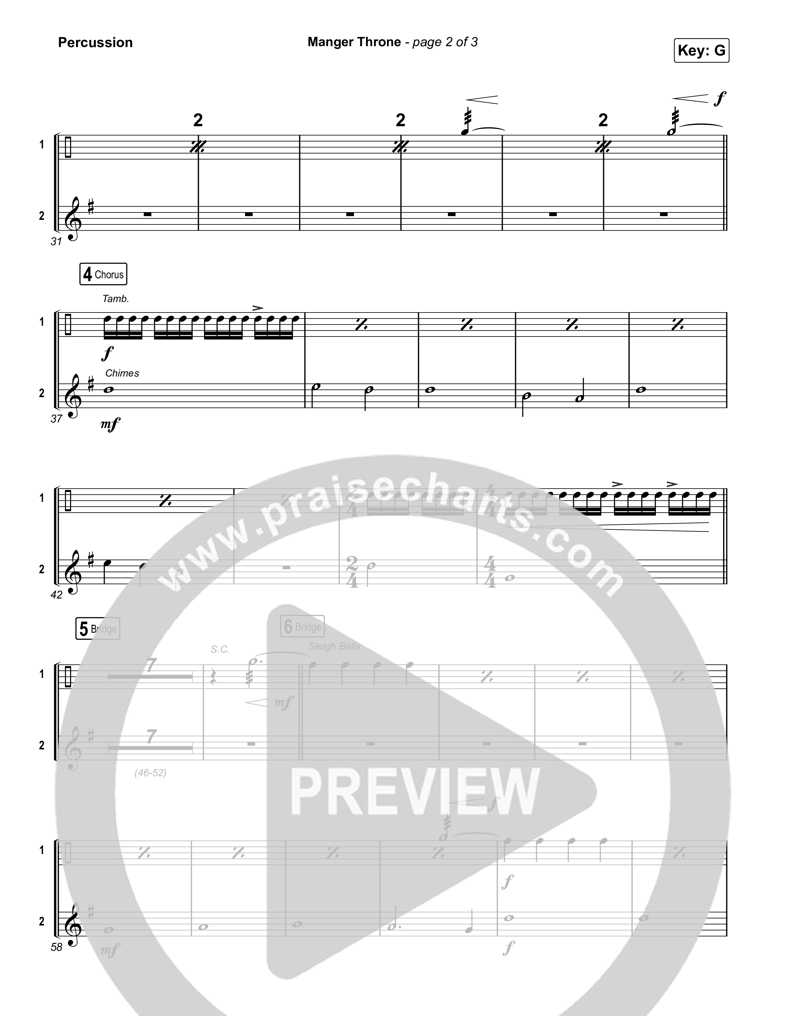 Manger Throne (Choral Anthem SATB) Percussion (Phil Wickham / Arr. Erik Foster)