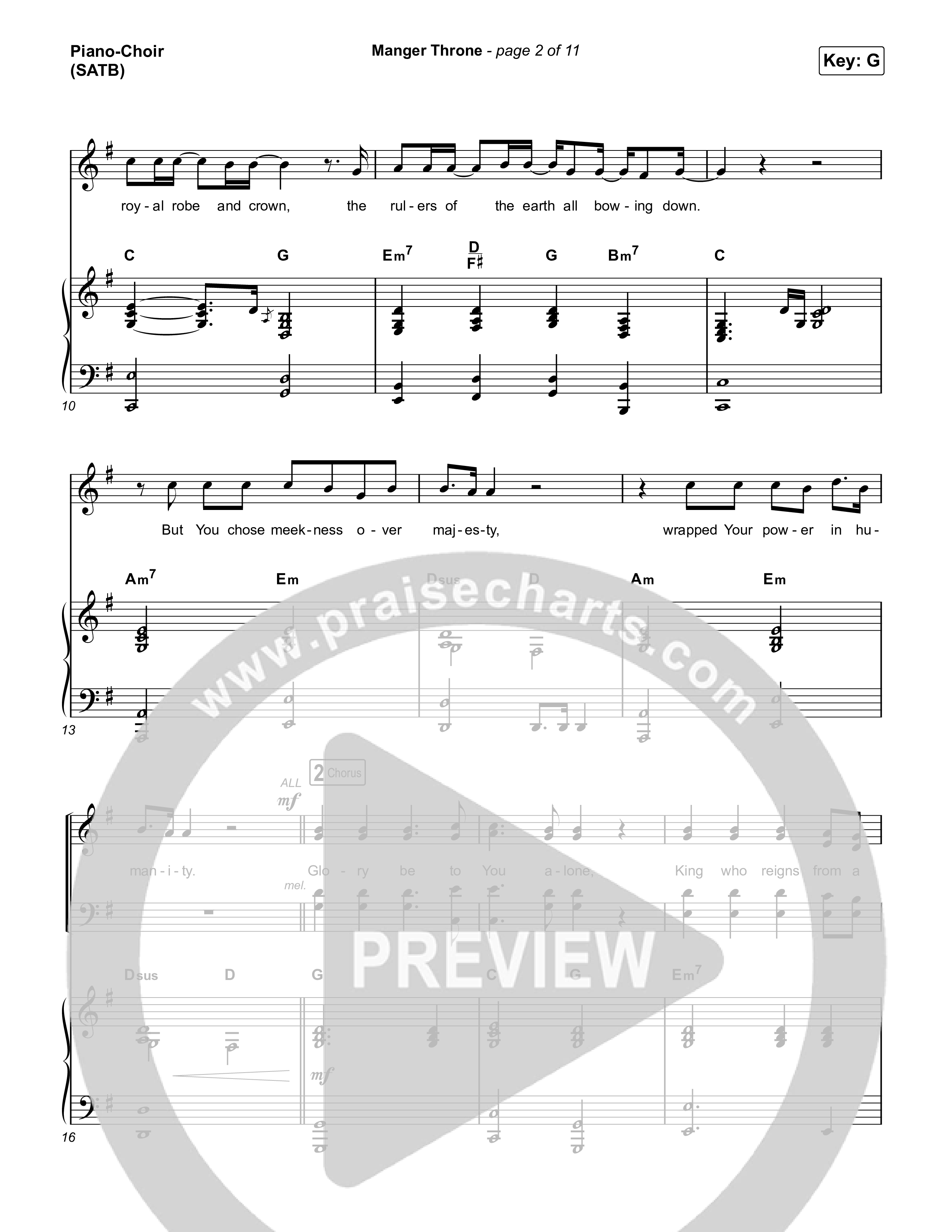 Manger Throne (Choral Anthem SATB) Piano/Vocal (SATB) (Phil Wickham / Arr. Erik Foster)