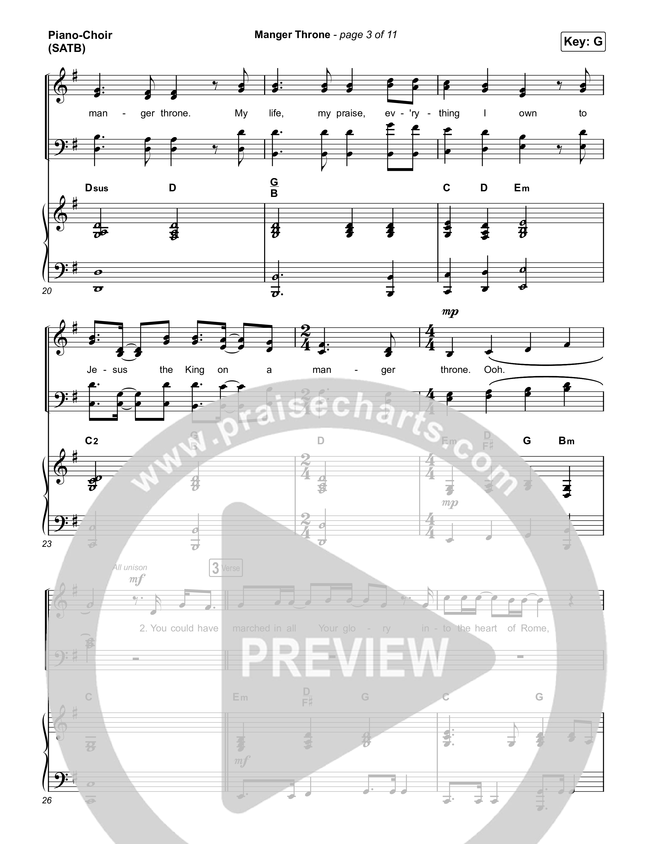 Manger Throne (Choral Anthem SATB) Piano/Vocal (SATB) (Phil Wickham / Arr. Erik Foster)