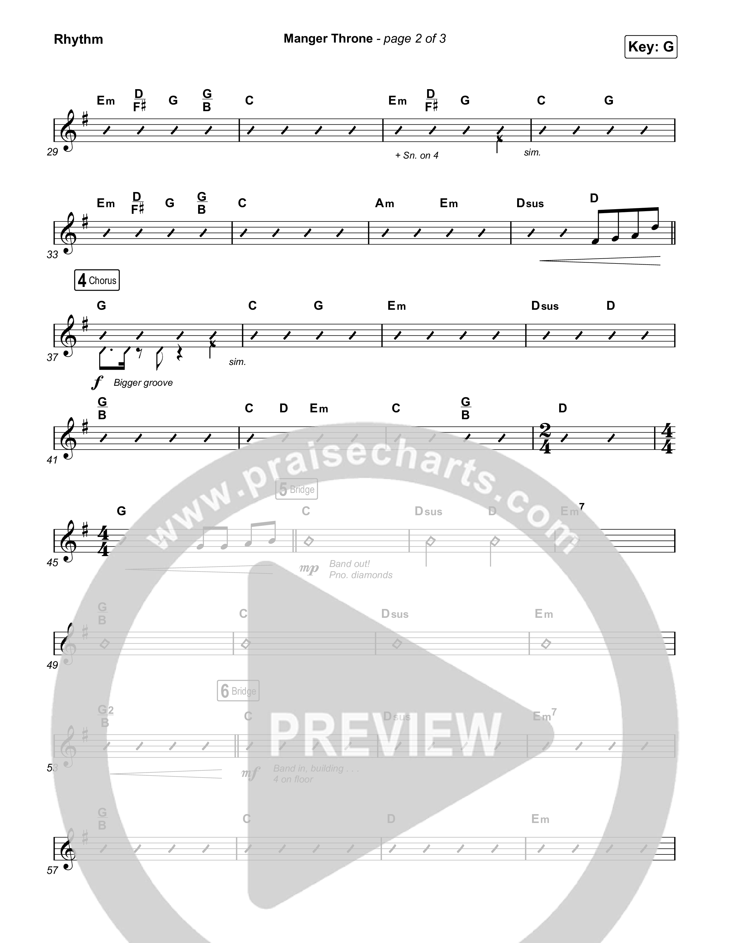 Manger Throne (Choral Anthem SATB) Rhythm Chart (Phil Wickham / Arr. Erik Foster)