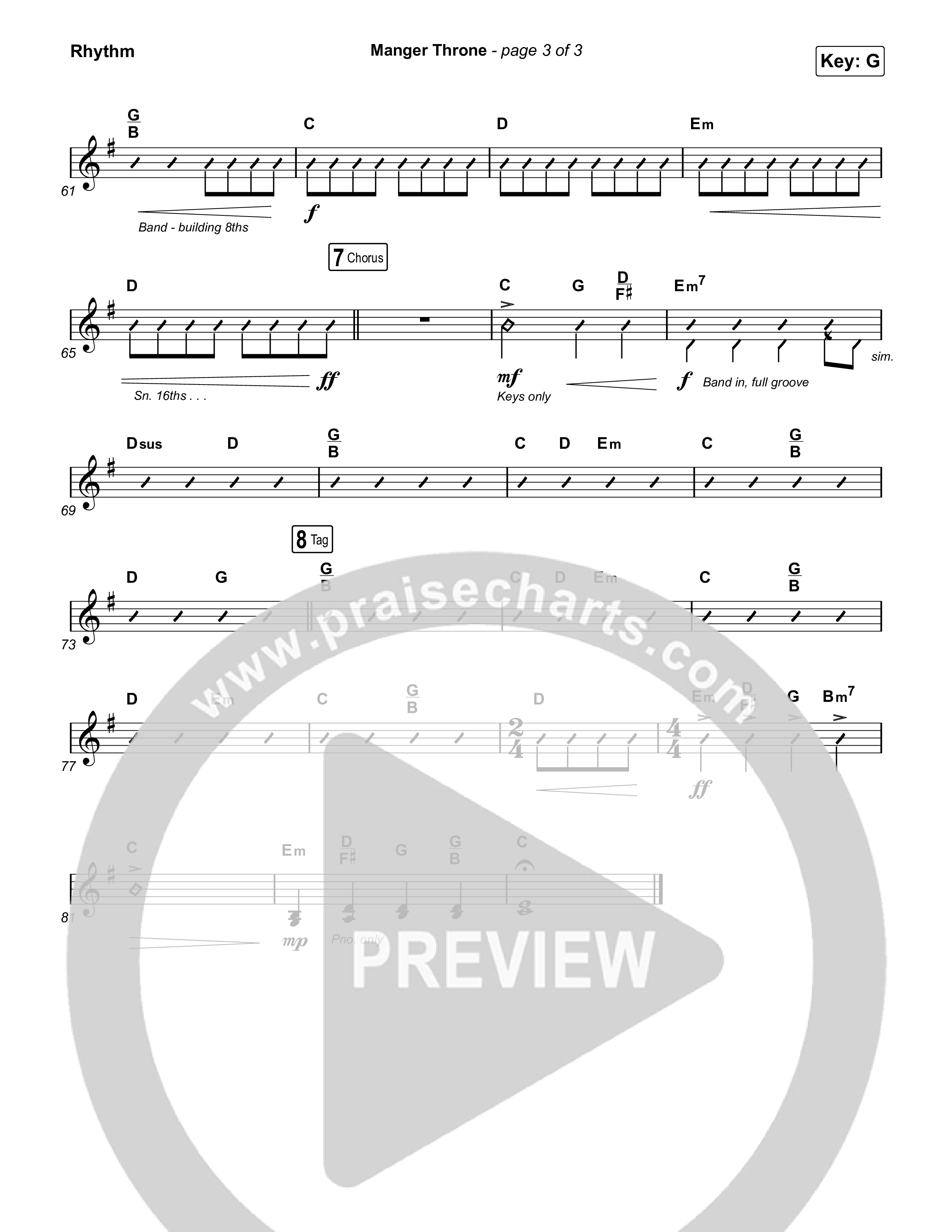 Manger Throne (Choral Anthem SATB) Rhythm Pack (Phil Wickham / Arr. Erik Foster)
