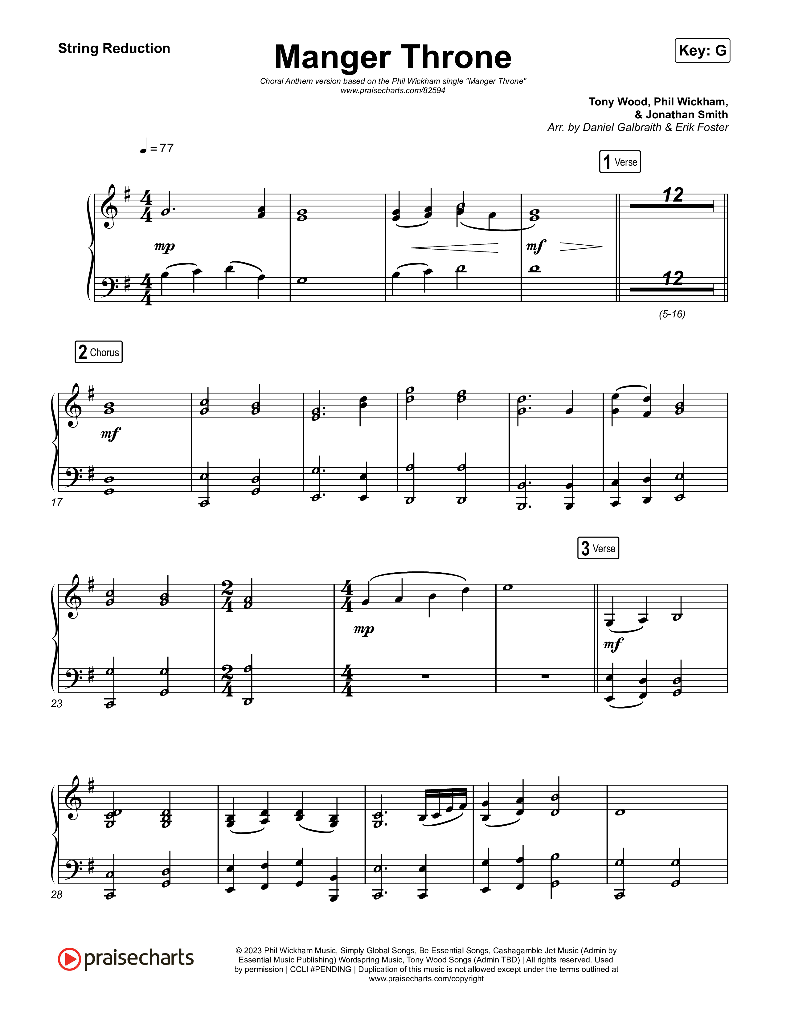 Manger Throne (Choral Anthem SATB) String Reduction (Phil Wickham / Arr. Erik Foster)