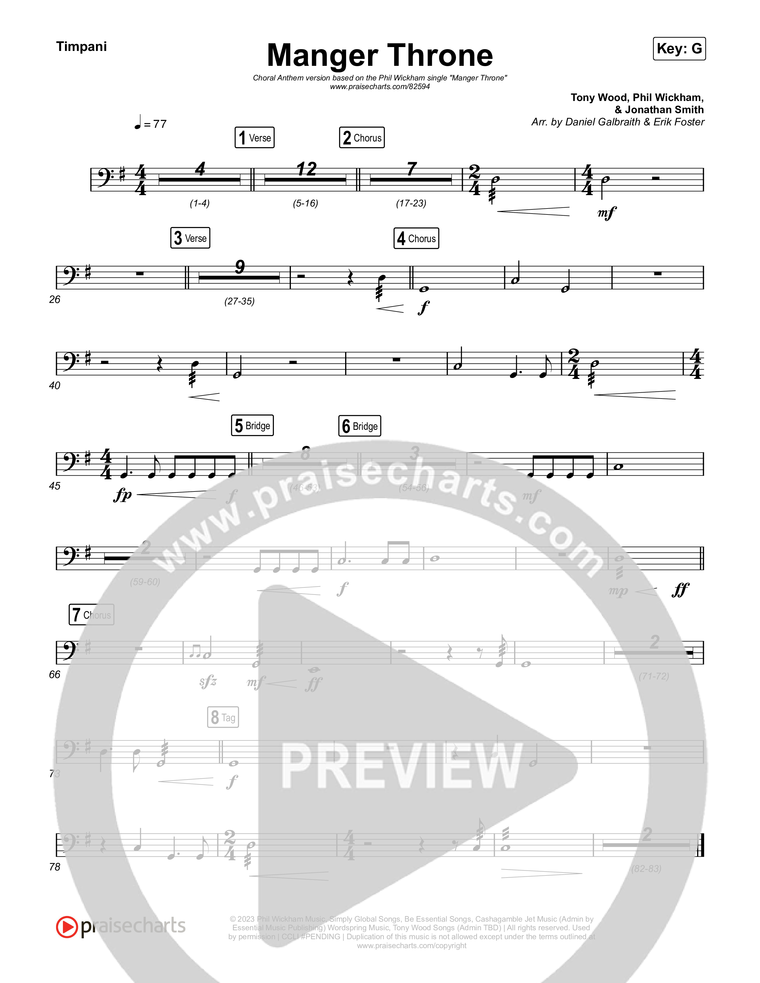 Manger Throne (Choral Anthem SATB) Timpani (Phil Wickham / Arr. Erik Foster)