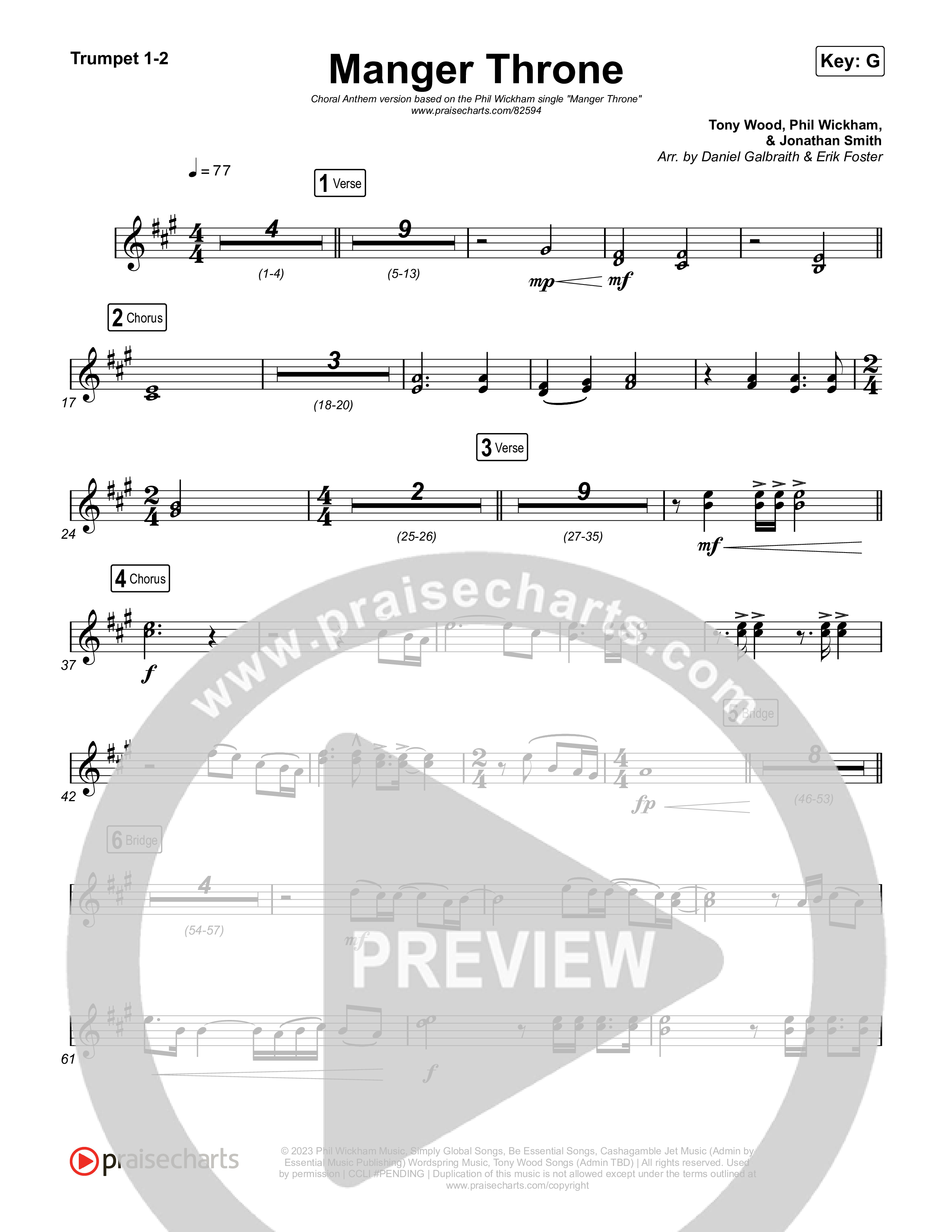 Manger Throne (Choral Anthem SATB) Brass Pack (Phil Wickham / Arr. Erik Foster)