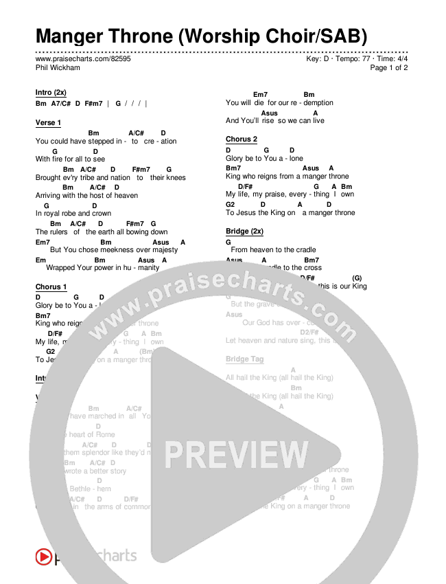 Manger Throne (Worship Choir/SAB) Chords & Lyrics (Phil Wickham / Arr. Erik Foster)