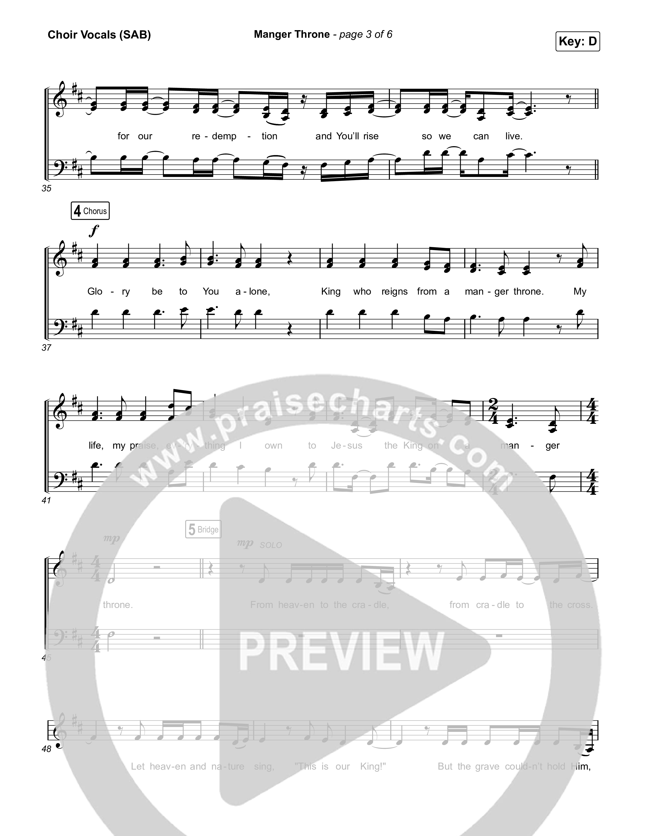 Manger Throne (Worship Choir/SAB) Choir Sheet (SAB) (Phil Wickham / Arr. Erik Foster)