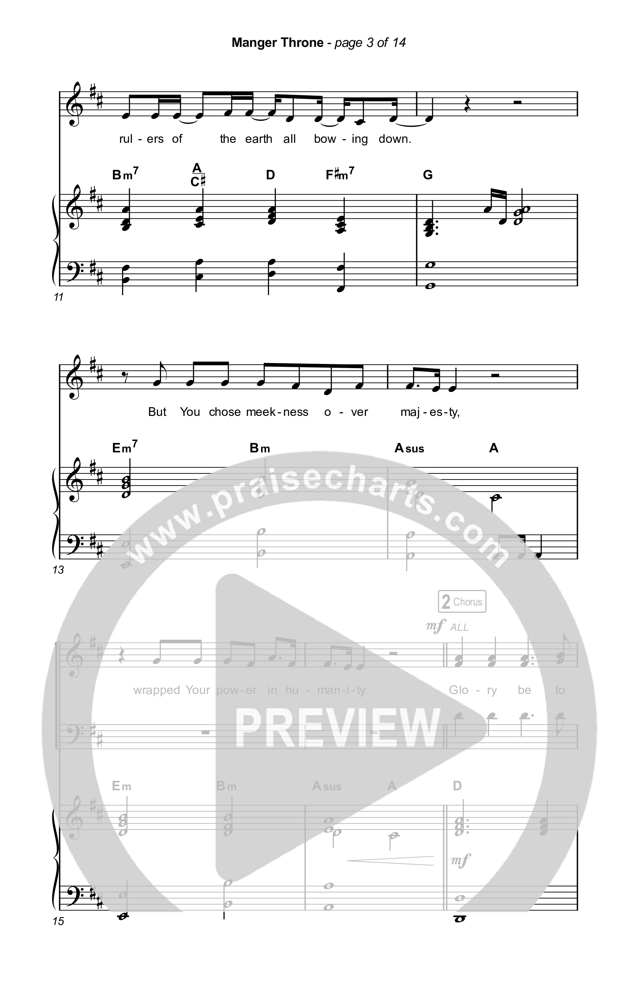 Manger Throne (Worship Choir/SAB) Octavo (SAB & Pno) (Phil Wickham / Arr. Erik Foster)