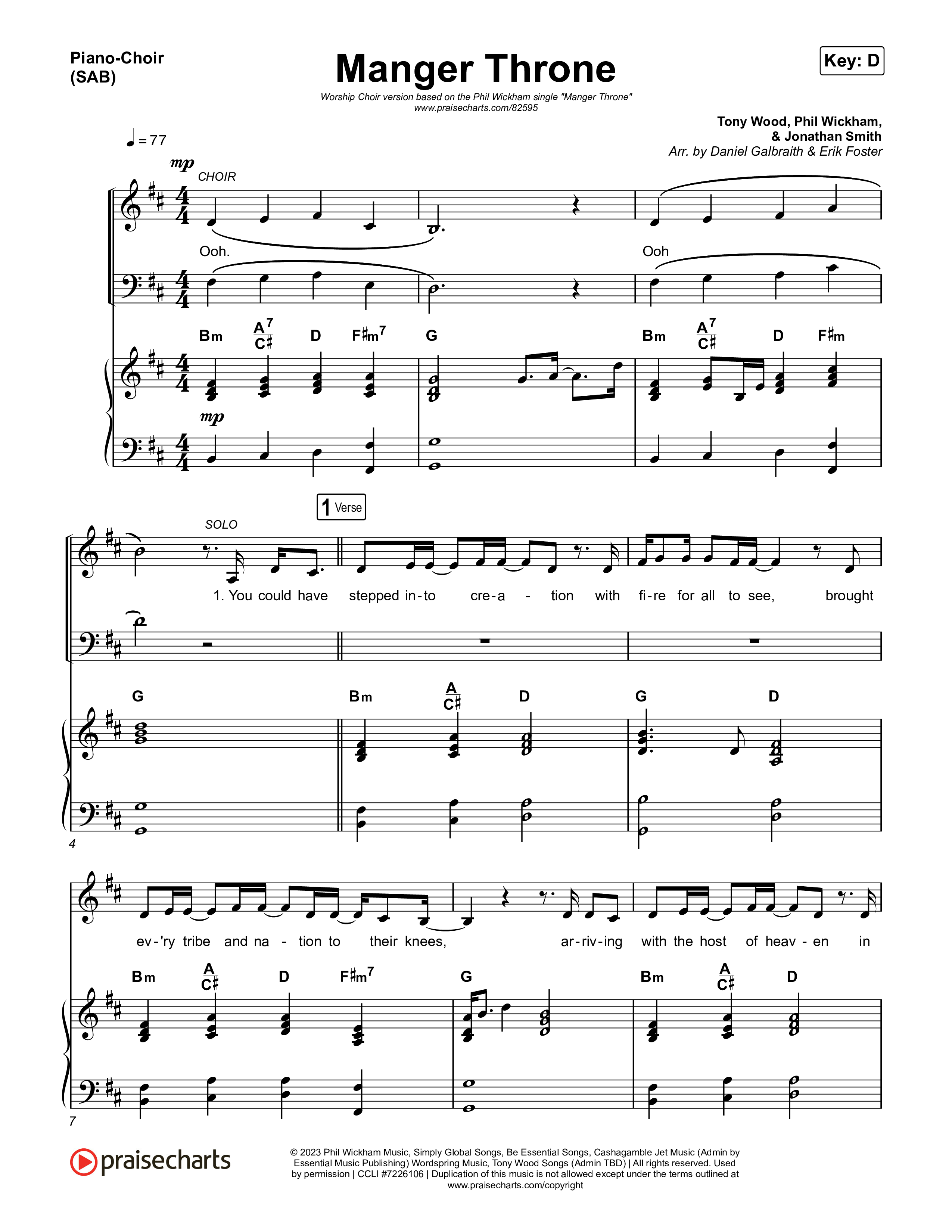 Manger Throne (Worship Choir/SAB) Piano/Choir (SAB) (Phil Wickham / Arr. Erik Foster)