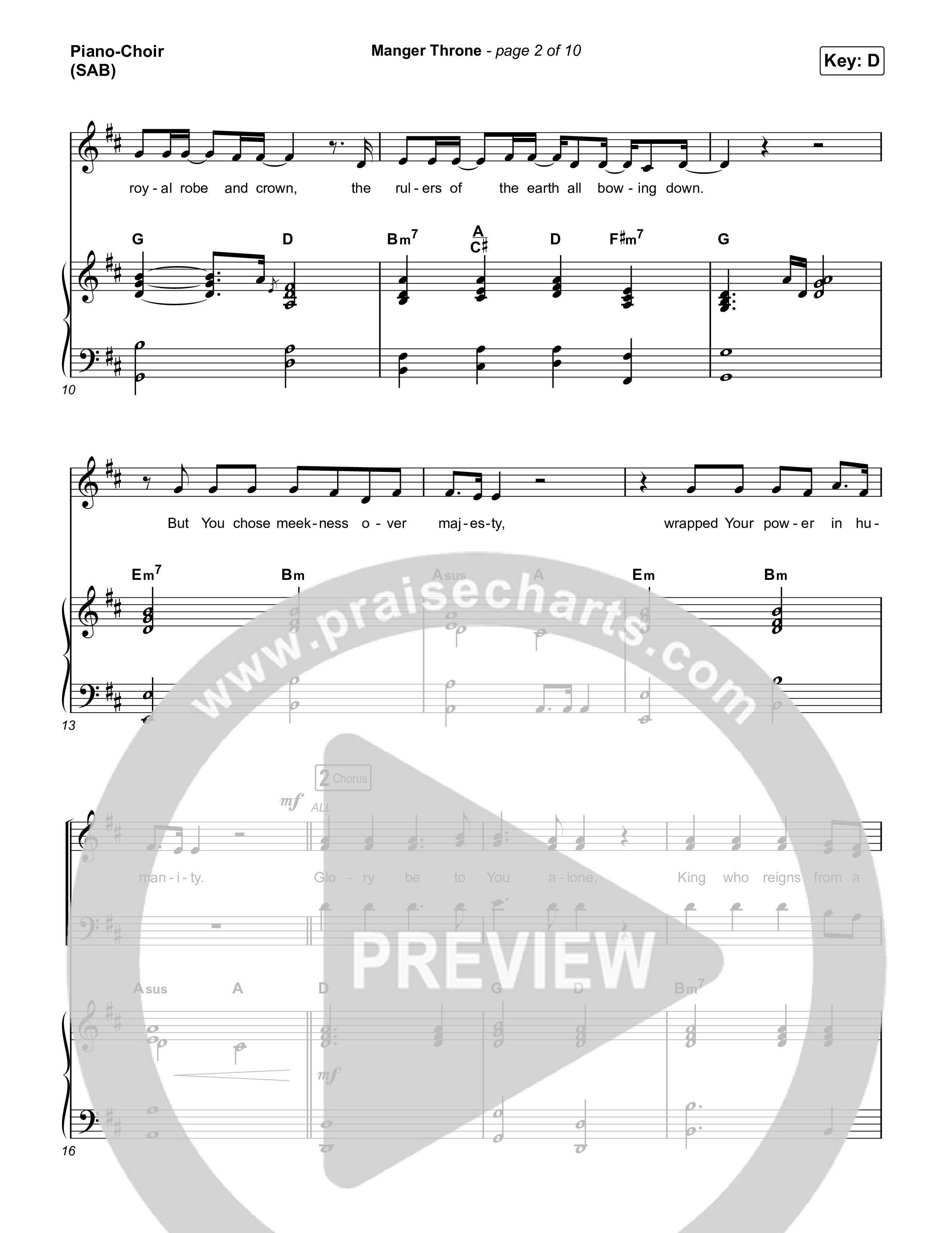 Manger Throne (Worship Choir/SAB) Piano/Choir (SAB) (Phil Wickham / Arr. Erik Foster)