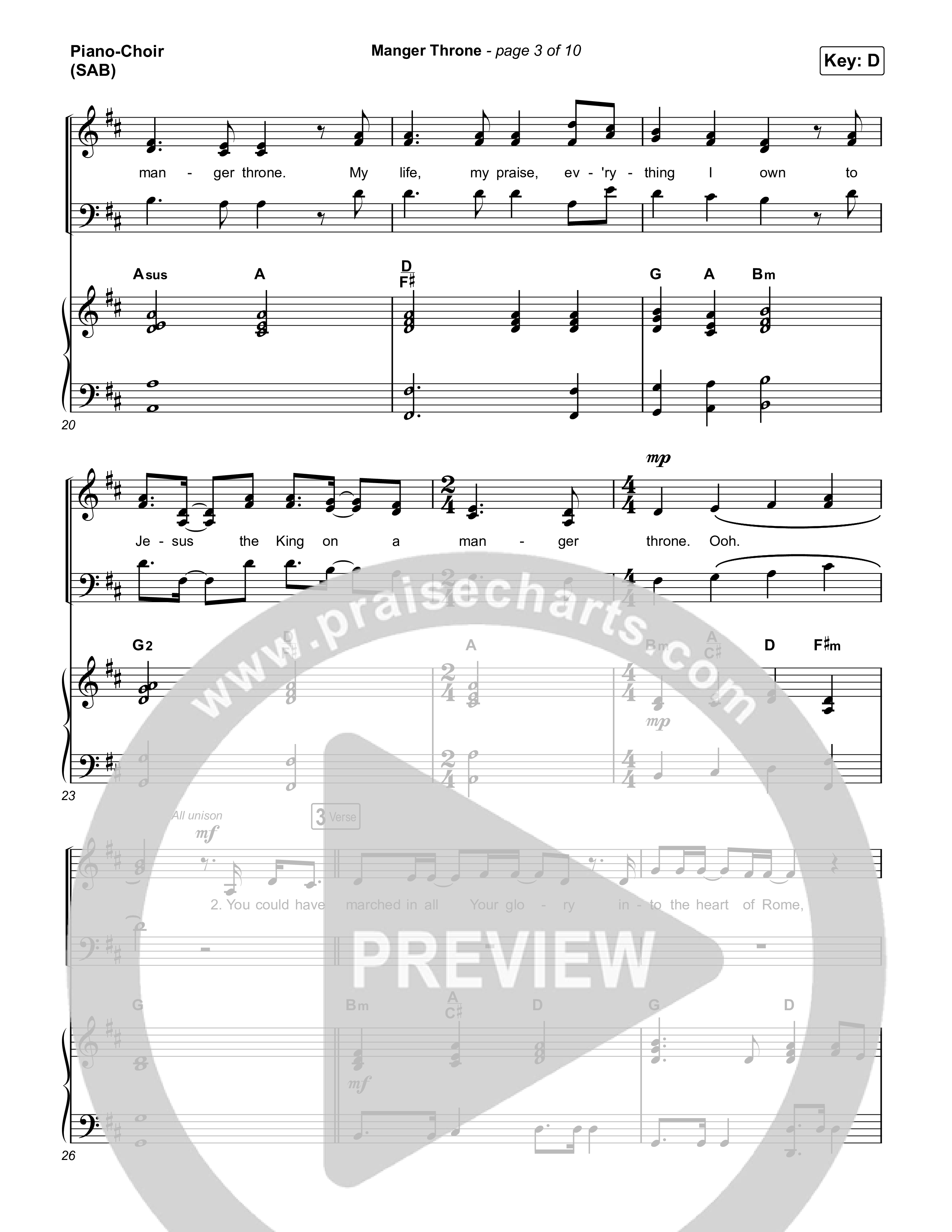 Manger Throne (Worship Choir/SAB) Piano/Choir (SAB) (Phil Wickham / Arr. Erik Foster)