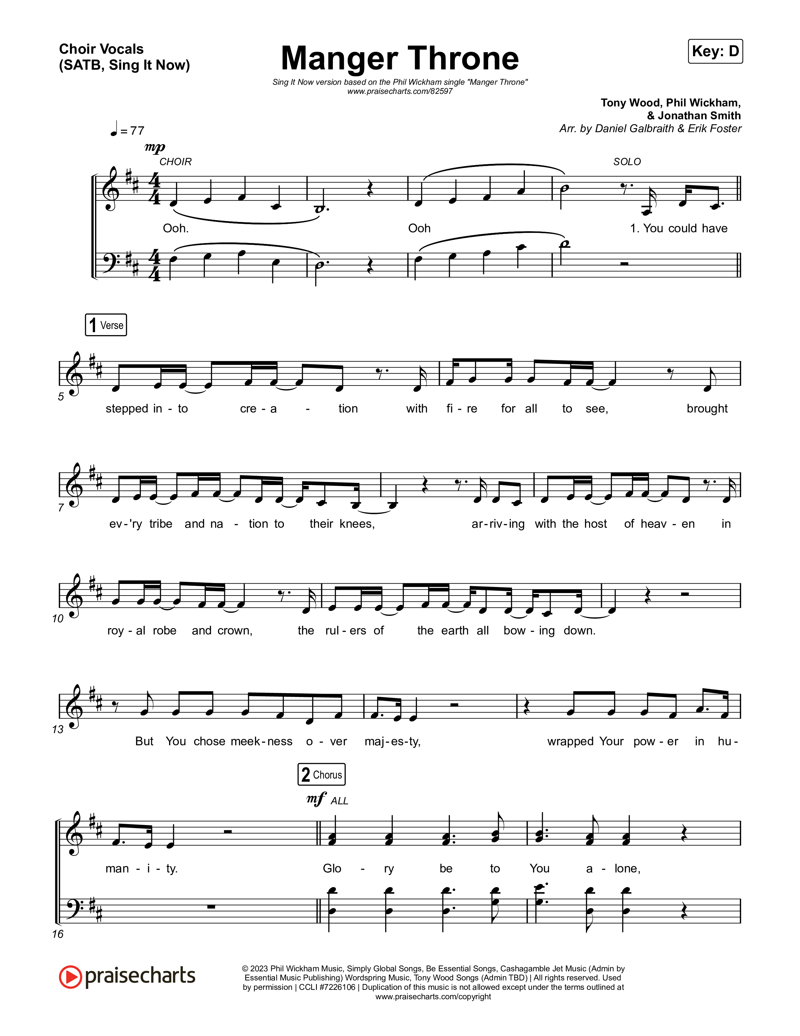 Manger Throne (Sing It Now) Choir Sheet (SATB) (Phil Wickham / Arr. Erik Foster)