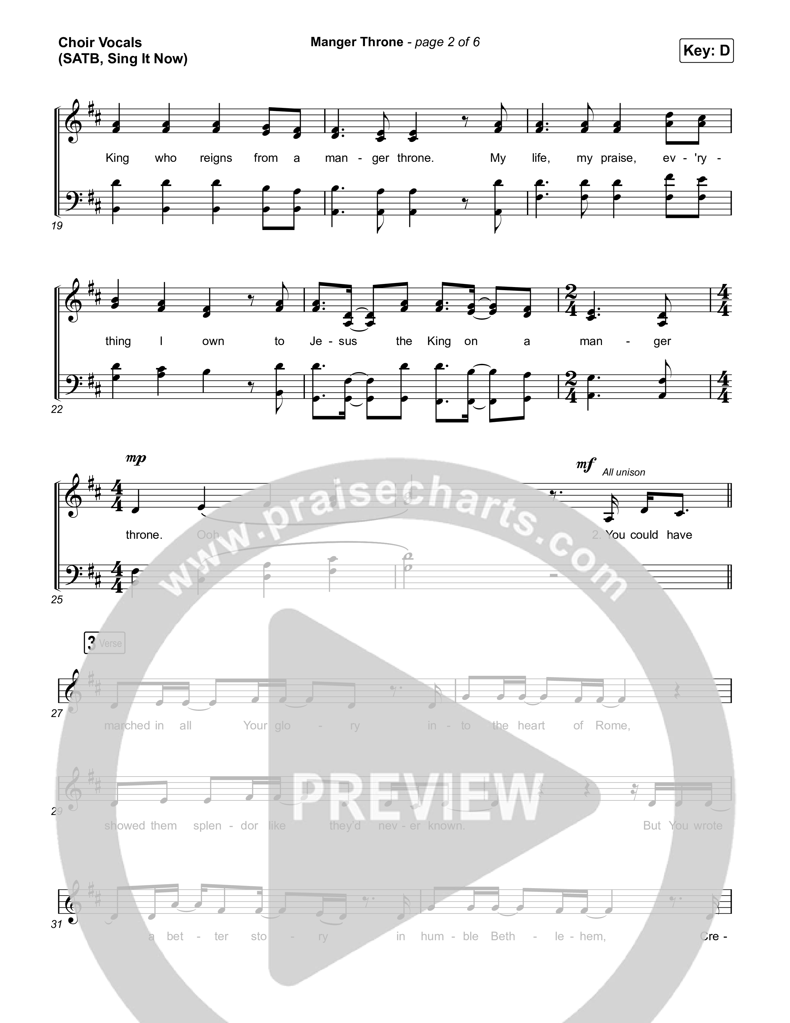 Manger Throne (Sing It Now) Choir Sheet (SATB) (Phil Wickham / Arr. Erik Foster)