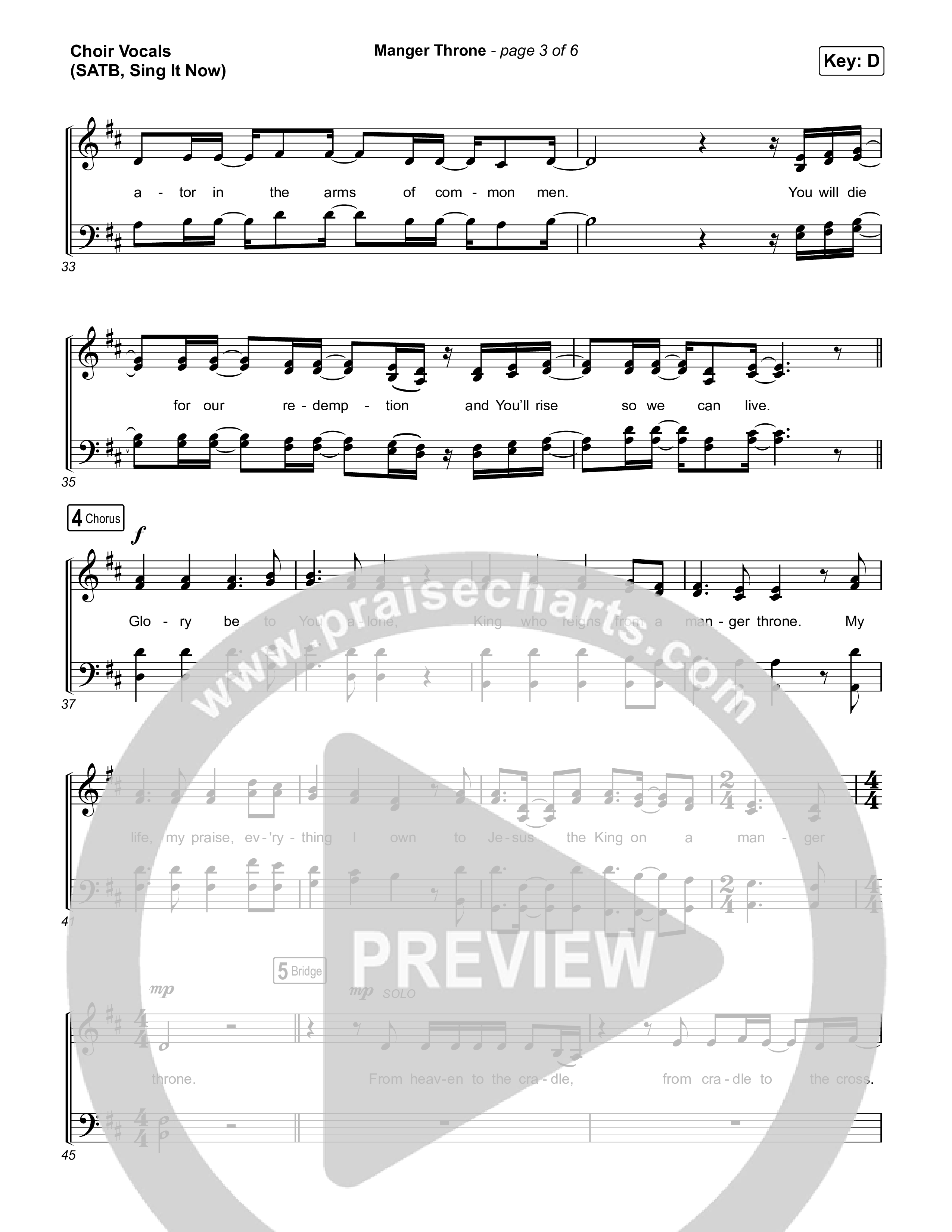 Manger Throne (Sing It Now) Choir Sheet (SATB) (Phil Wickham / Arr. Erik Foster)