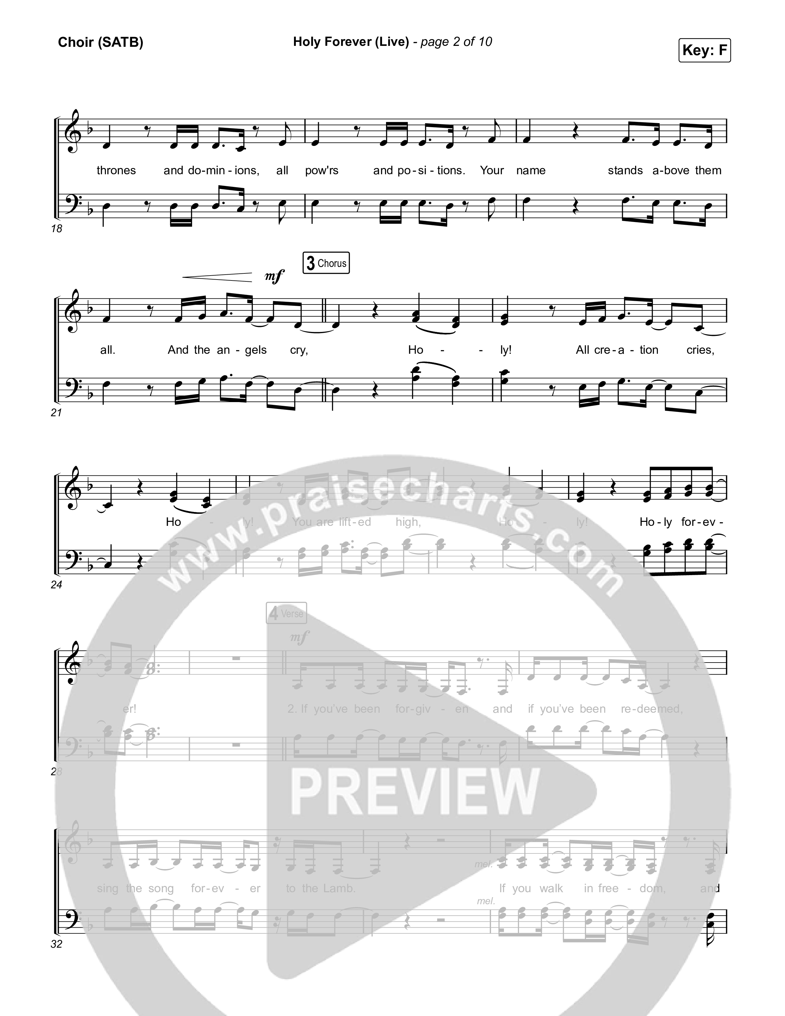 Holy Forever (Live) Choir Sheet (SATB) (CeCe Winans)