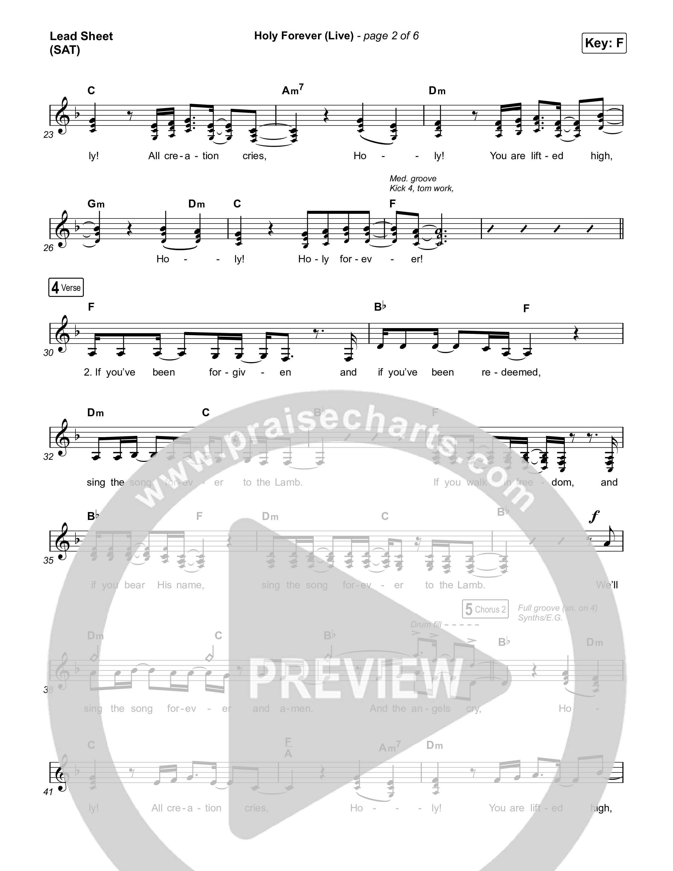 Holy Forever (Live) Lead Sheet (SAT) (CeCe Winans)