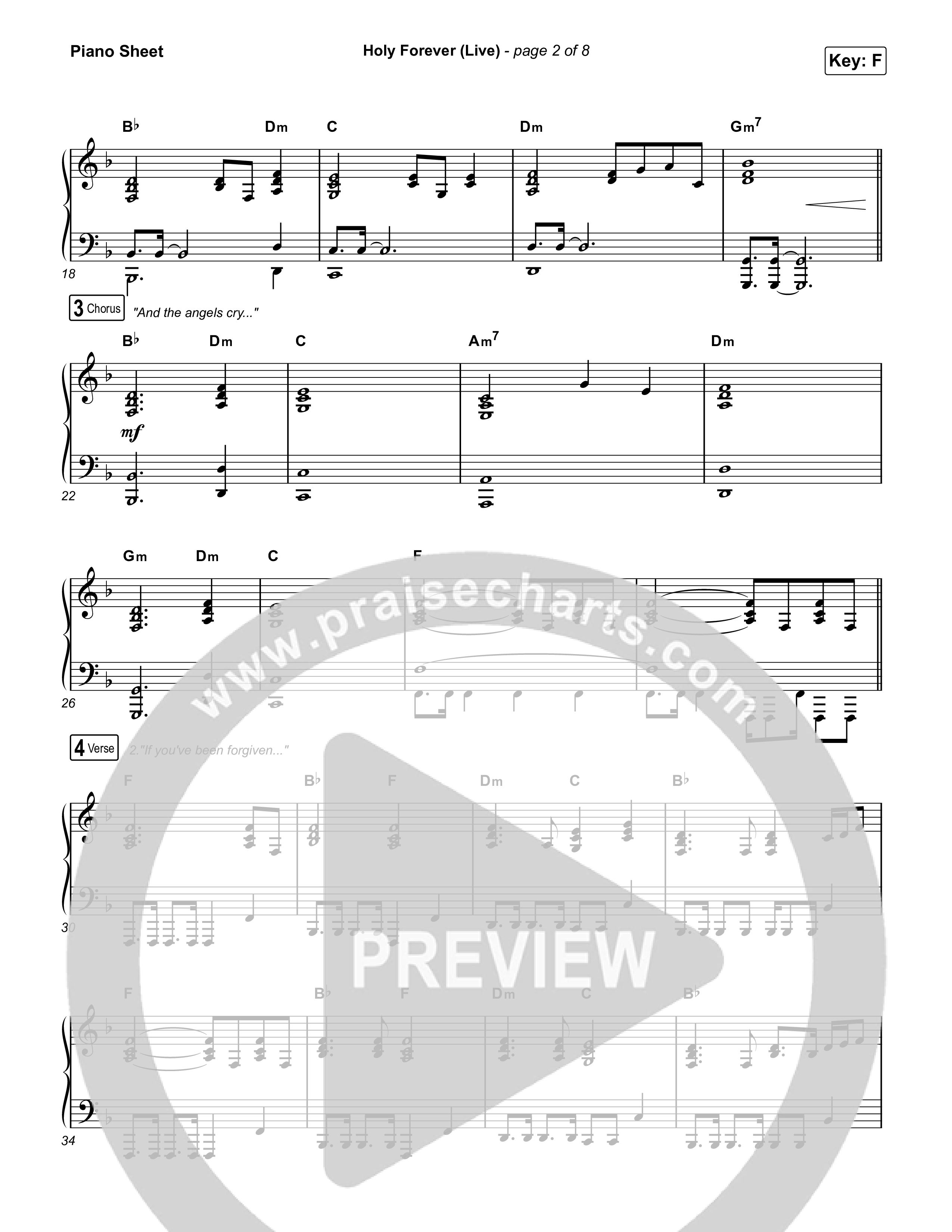 Holy Forever (Live) Piano Sheet (CeCe Winans)