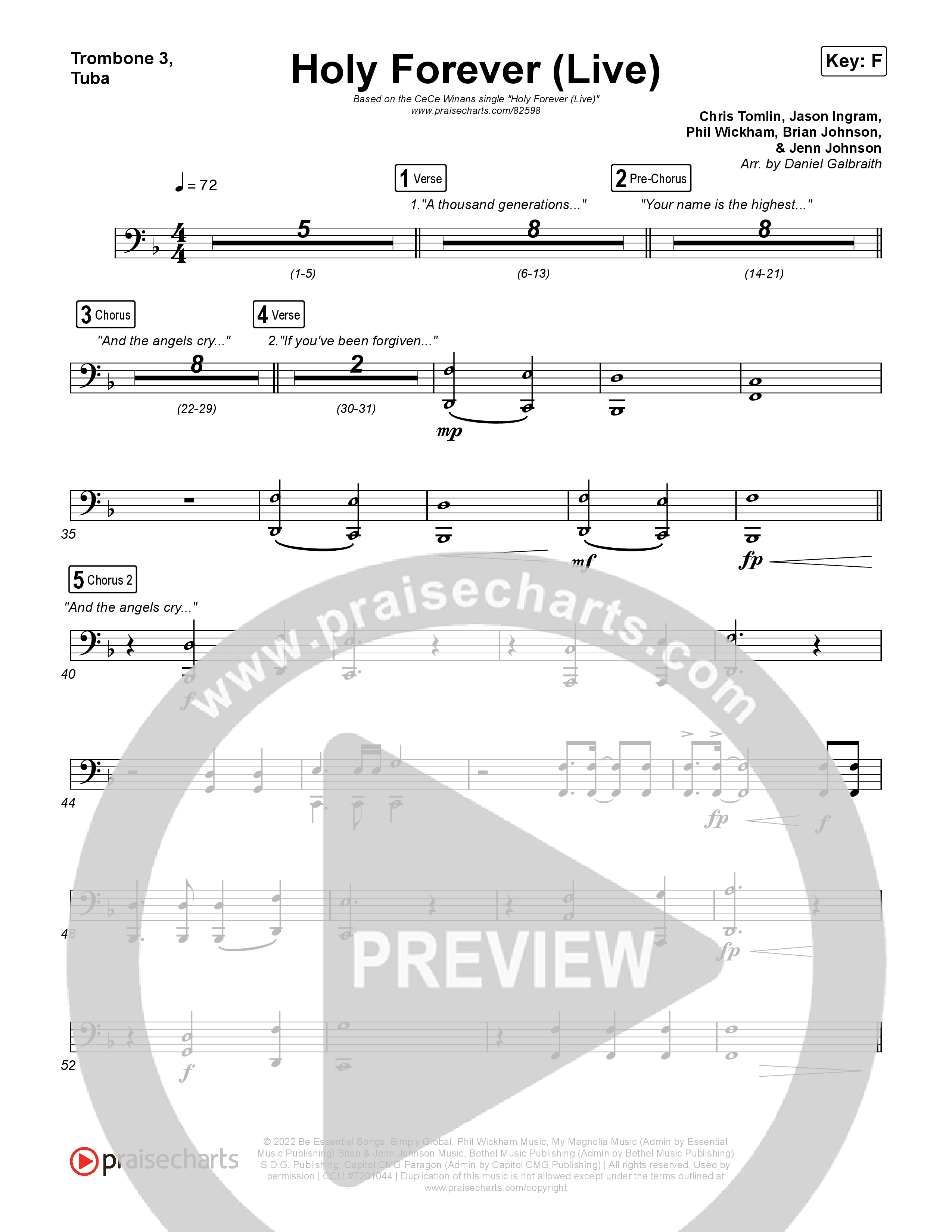 Holy Forever (Live) Trombone 3/Tuba (CeCe Winans)