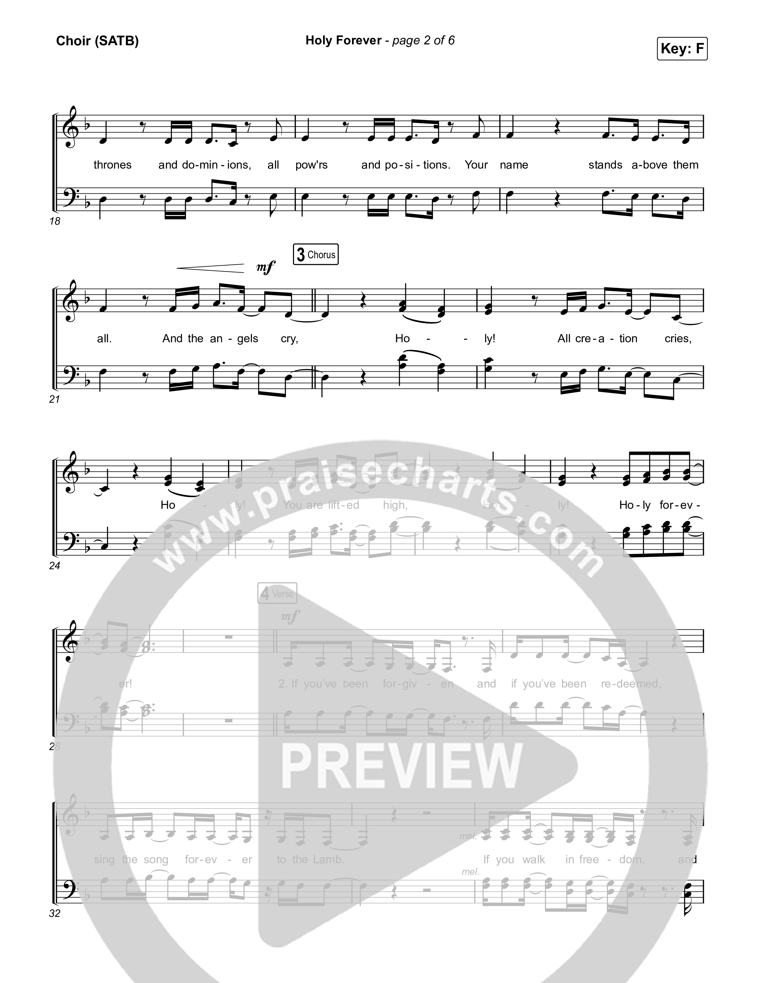 Holy Forever (Single Version) Choir Sheet (SATB) (CeCe Winans)