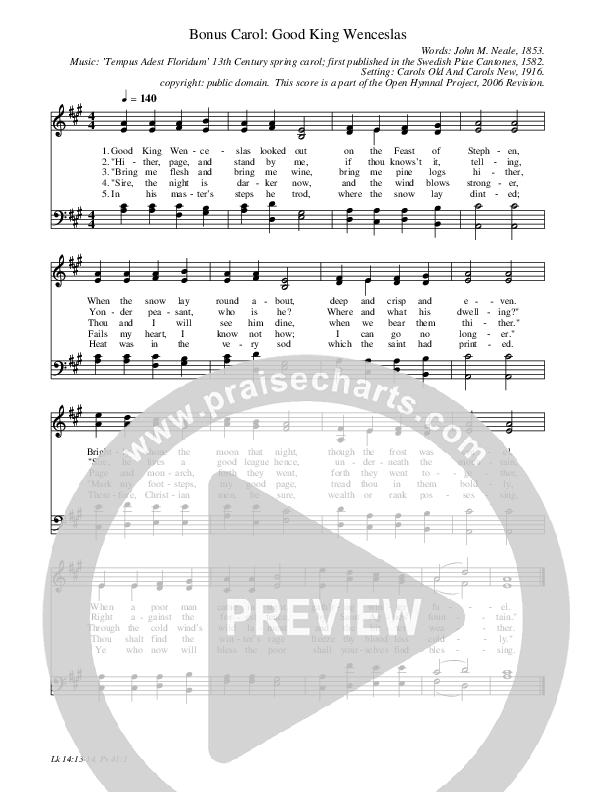 Good King Wenceslas Hymn Sheet (SATB) (Traditional Hymn)