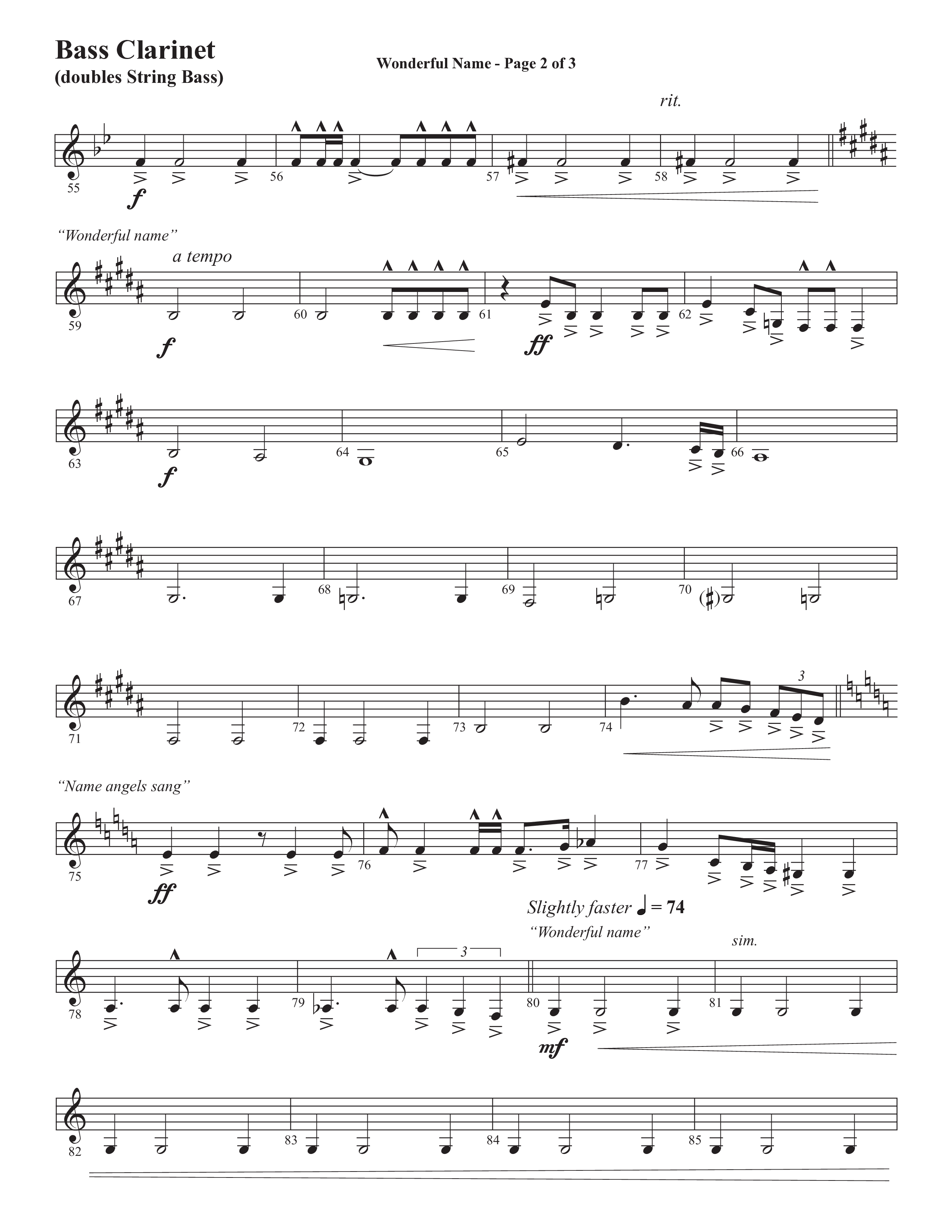 Wonderful Name (Choral Anthem SATB) Bass Clarinet (Semsen Music / Arr. John Bolin / Orch. Cliff Duren)