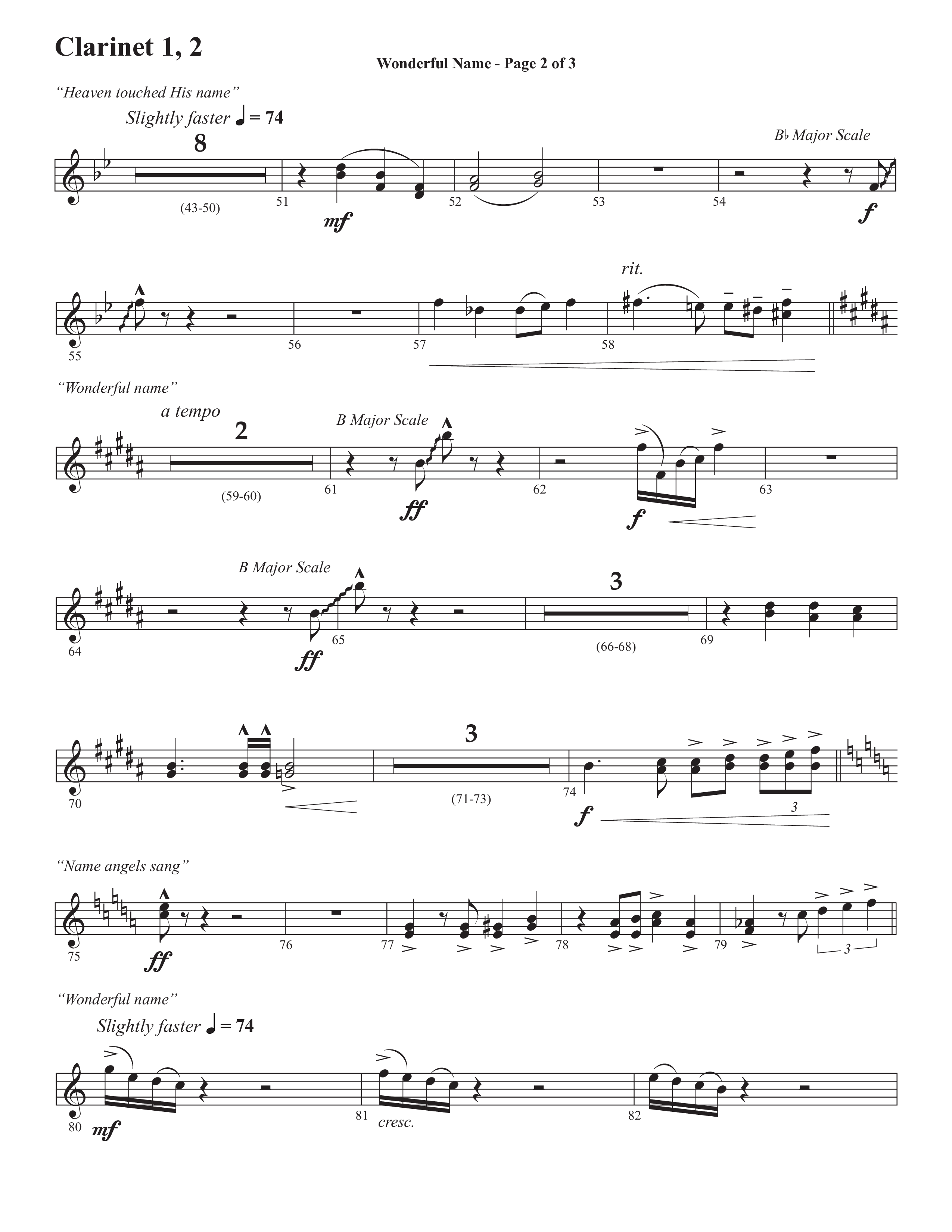 Wonderful Name (Choral Anthem SATB) Clarinet 1/2 (Semsen Music / Arr. John Bolin / Orch. Cliff Duren)
