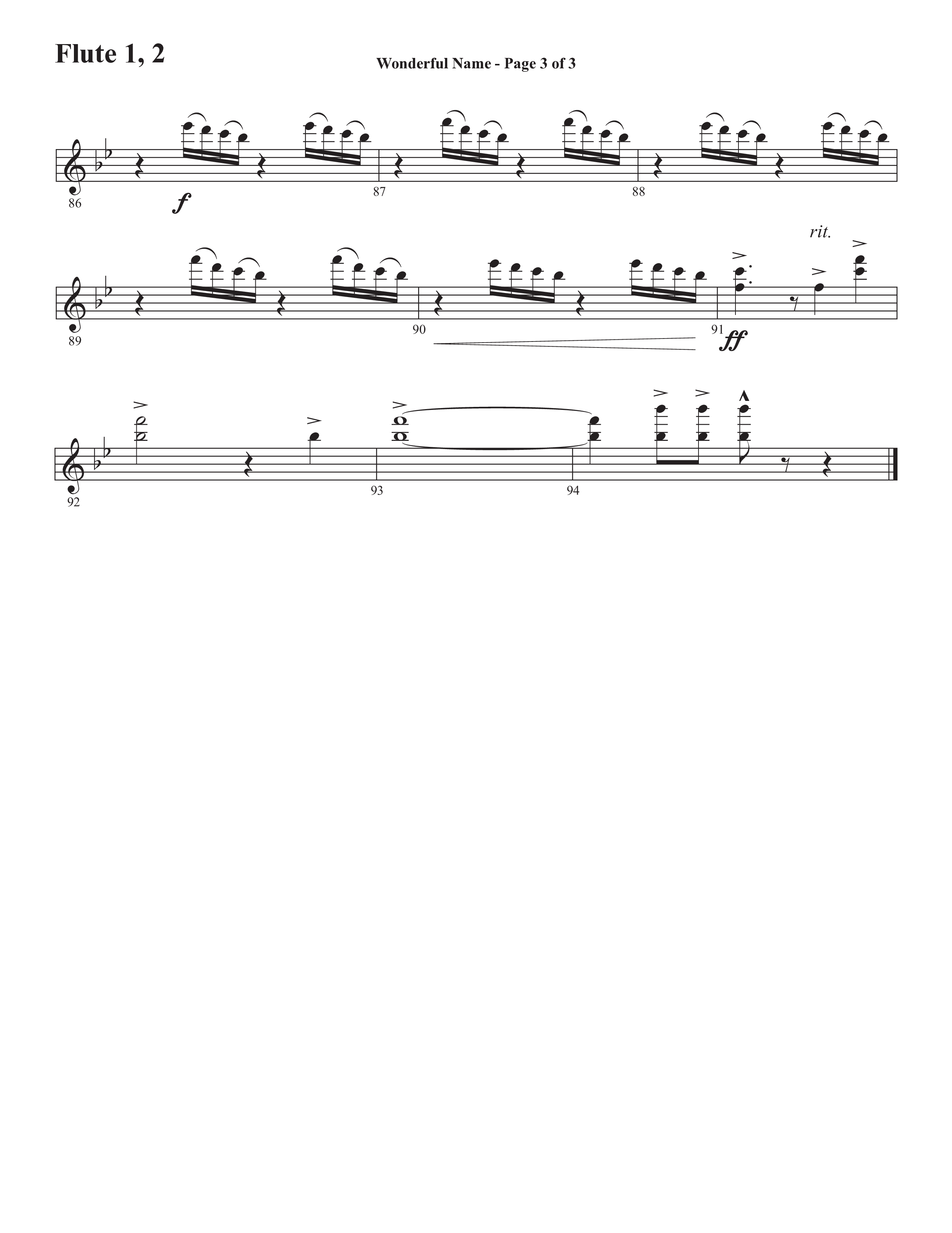 Wonderful Name (Choral Anthem SATB) Flute 1/2 (Semsen Music / Arr. John Bolin / Orch. Cliff Duren)