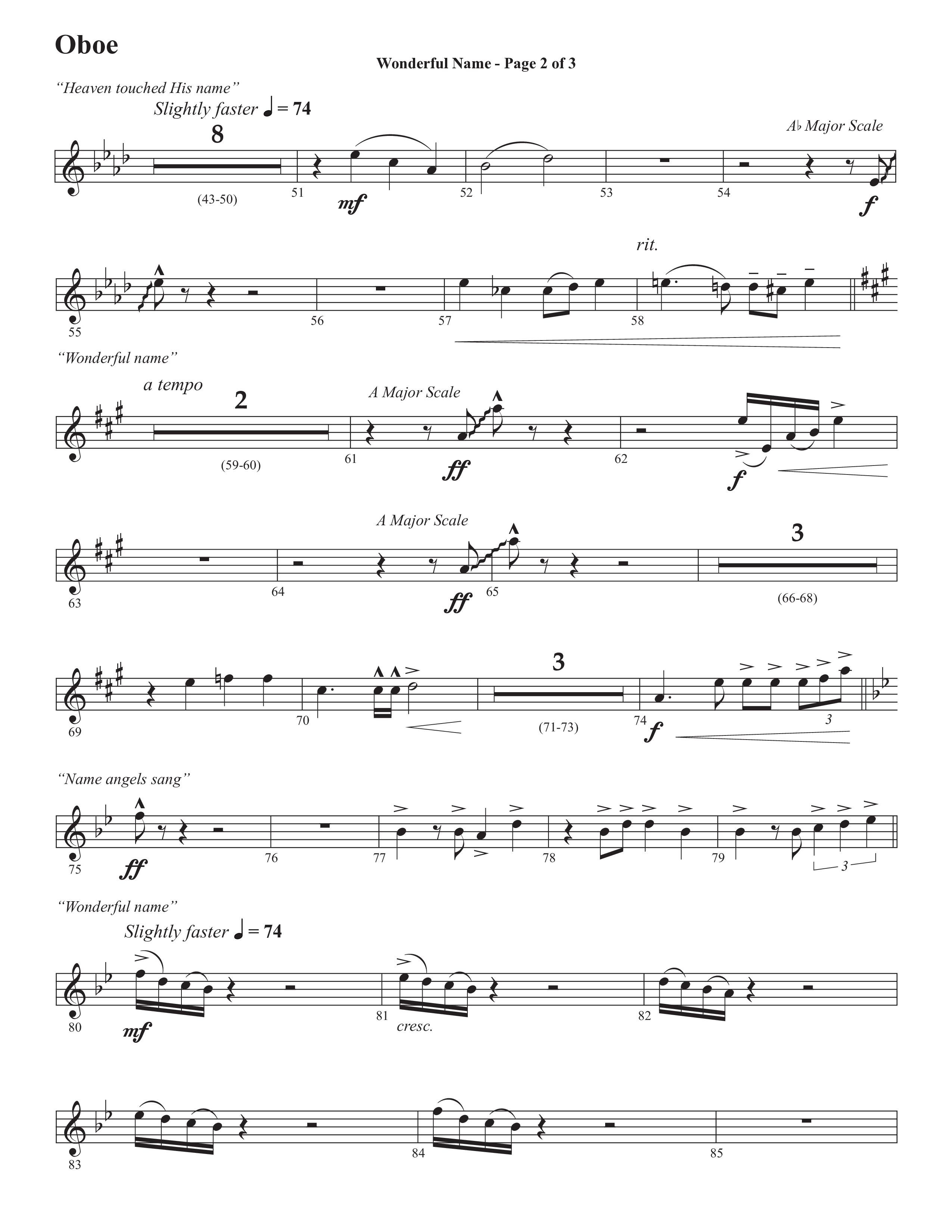 Wonderful Name (Choral Anthem SATB) Oboe (Semsen Music / Arr. John Bolin / Orch. Cliff Duren)