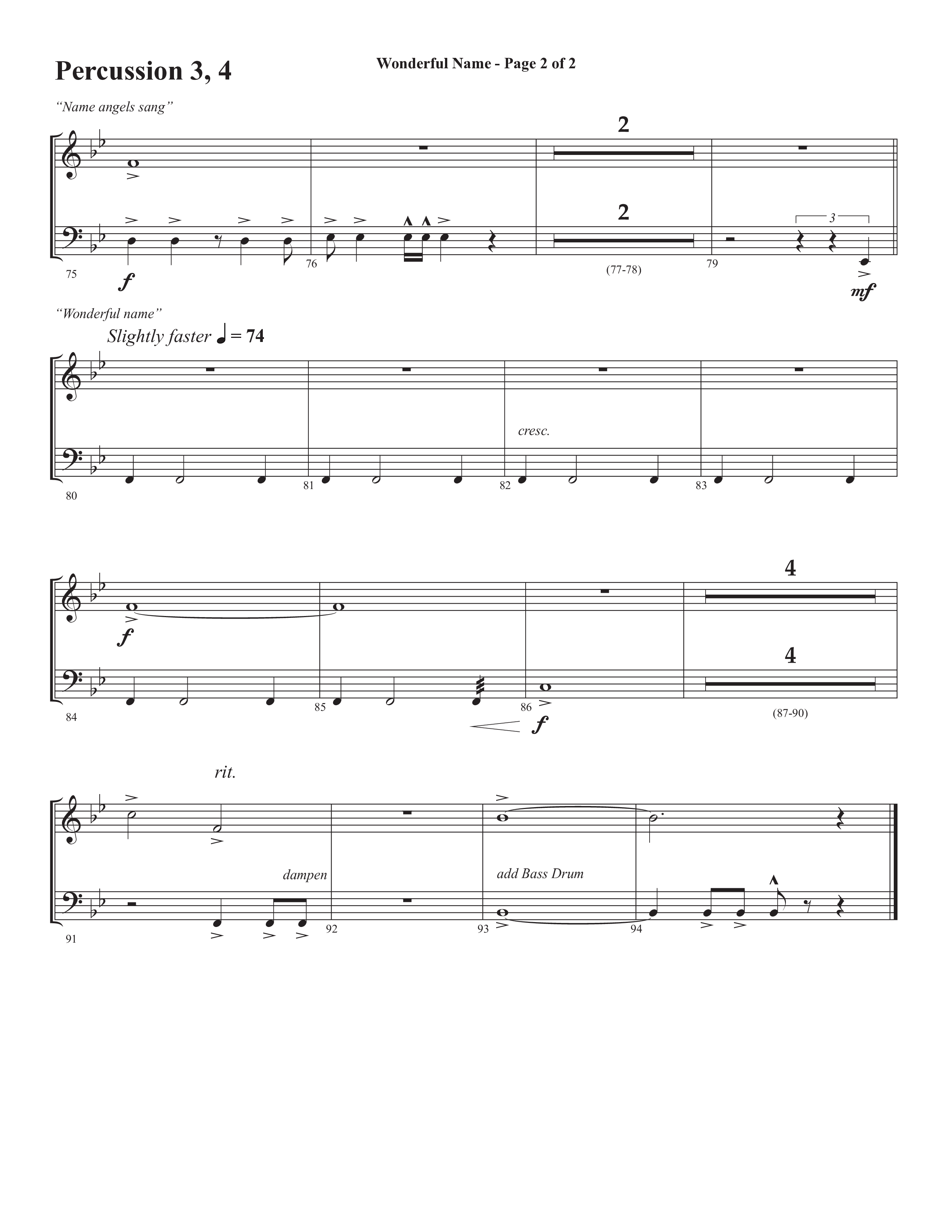 Wonderful Name (Choral Anthem SATB) Percussion (Semsen Music / Arr. John Bolin / Orch. Cliff Duren)
