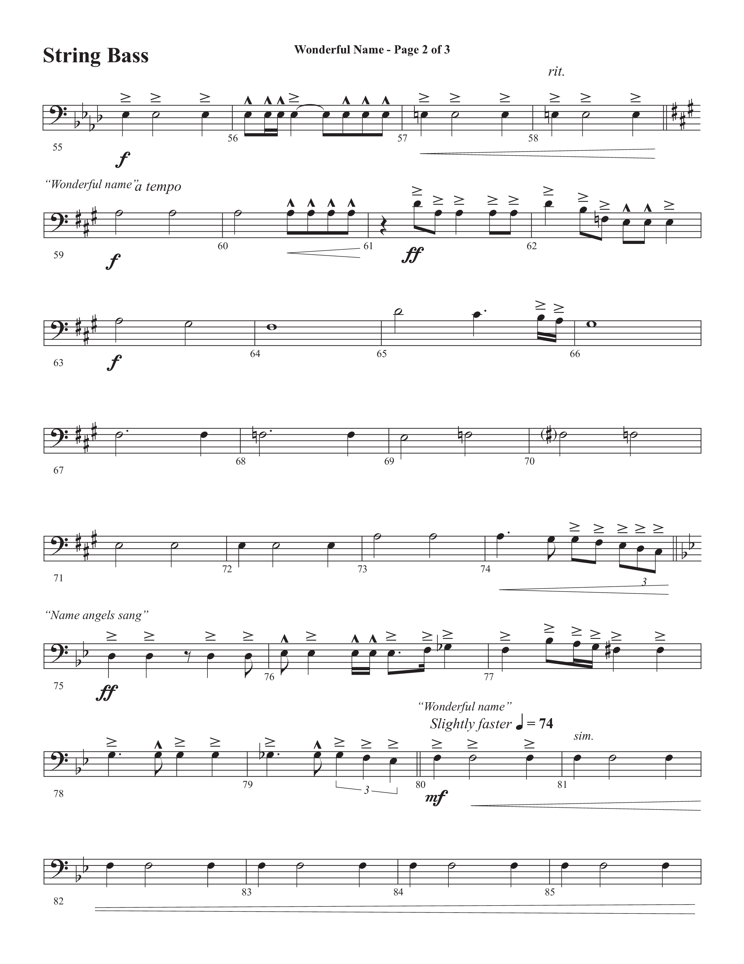 Wonderful Name (Choral Anthem SATB) String Bass (Semsen Music / Arr. John Bolin / Orch. Cliff Duren)