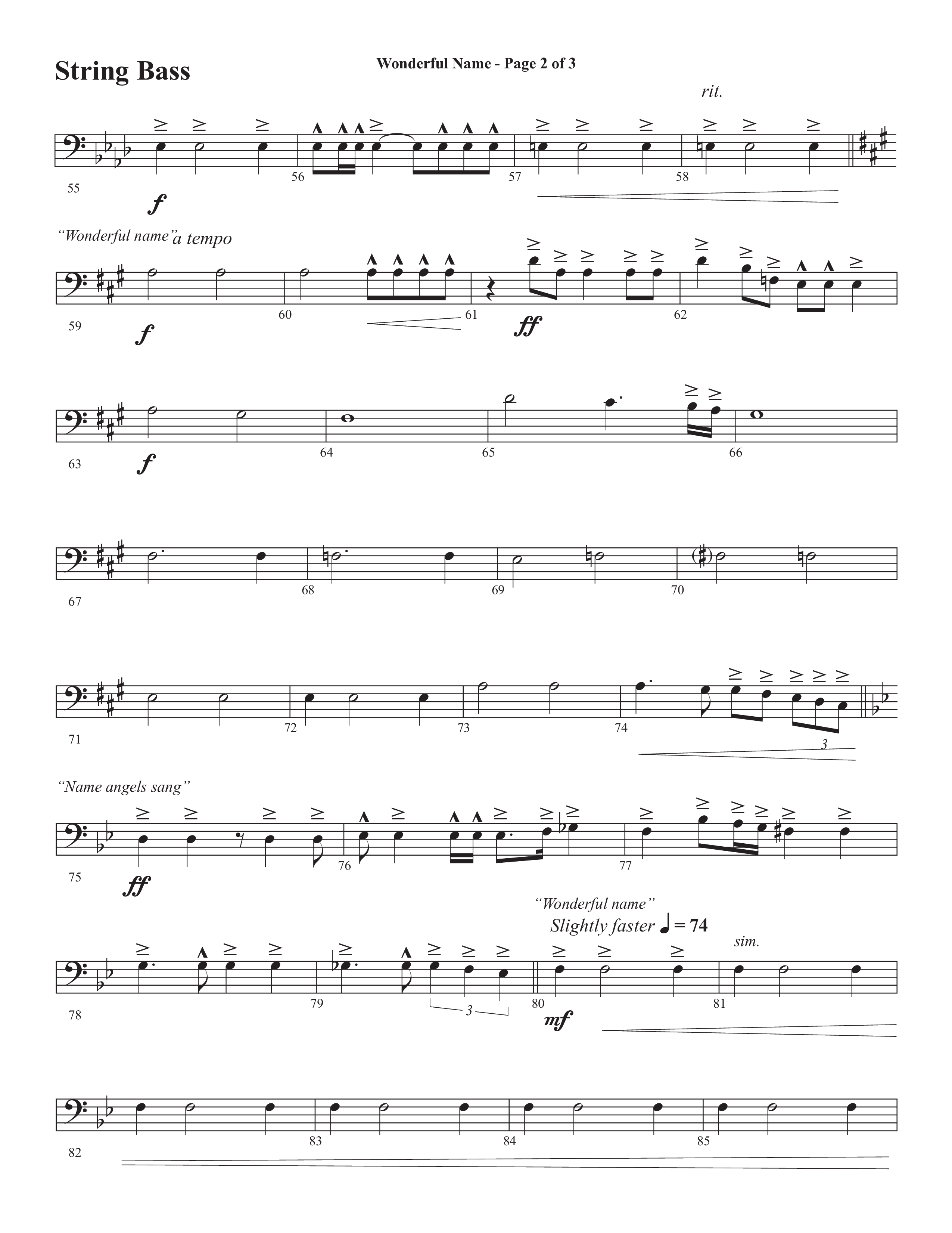 Wonderful Name (Choral Anthem SATB) String Bass (Semsen Music / Arr. John Bolin / Orch. Cliff Duren)