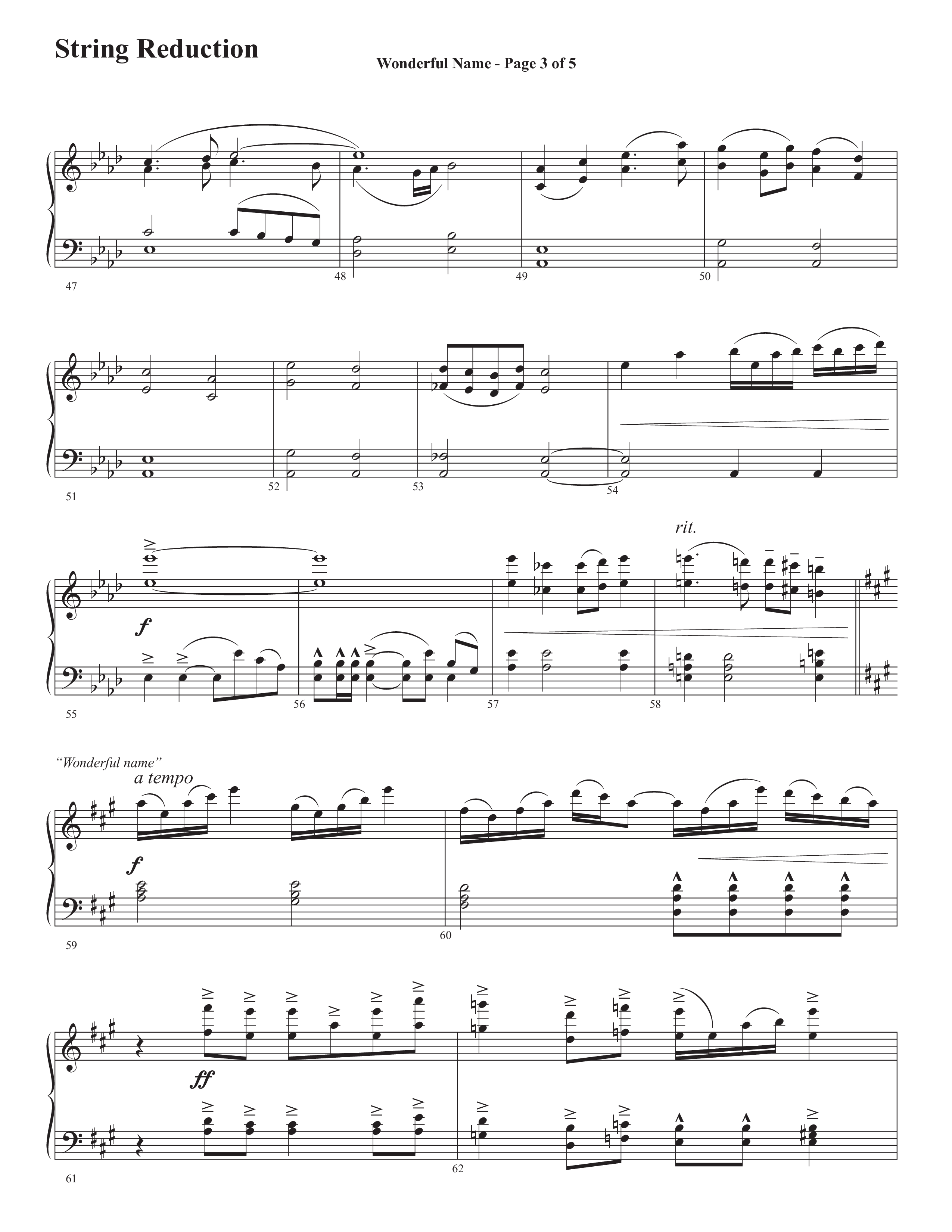 Wonderful Name (Choral Anthem SATB) String Reduction (Semsen Music / Arr. John Bolin / Orch. Cliff Duren)