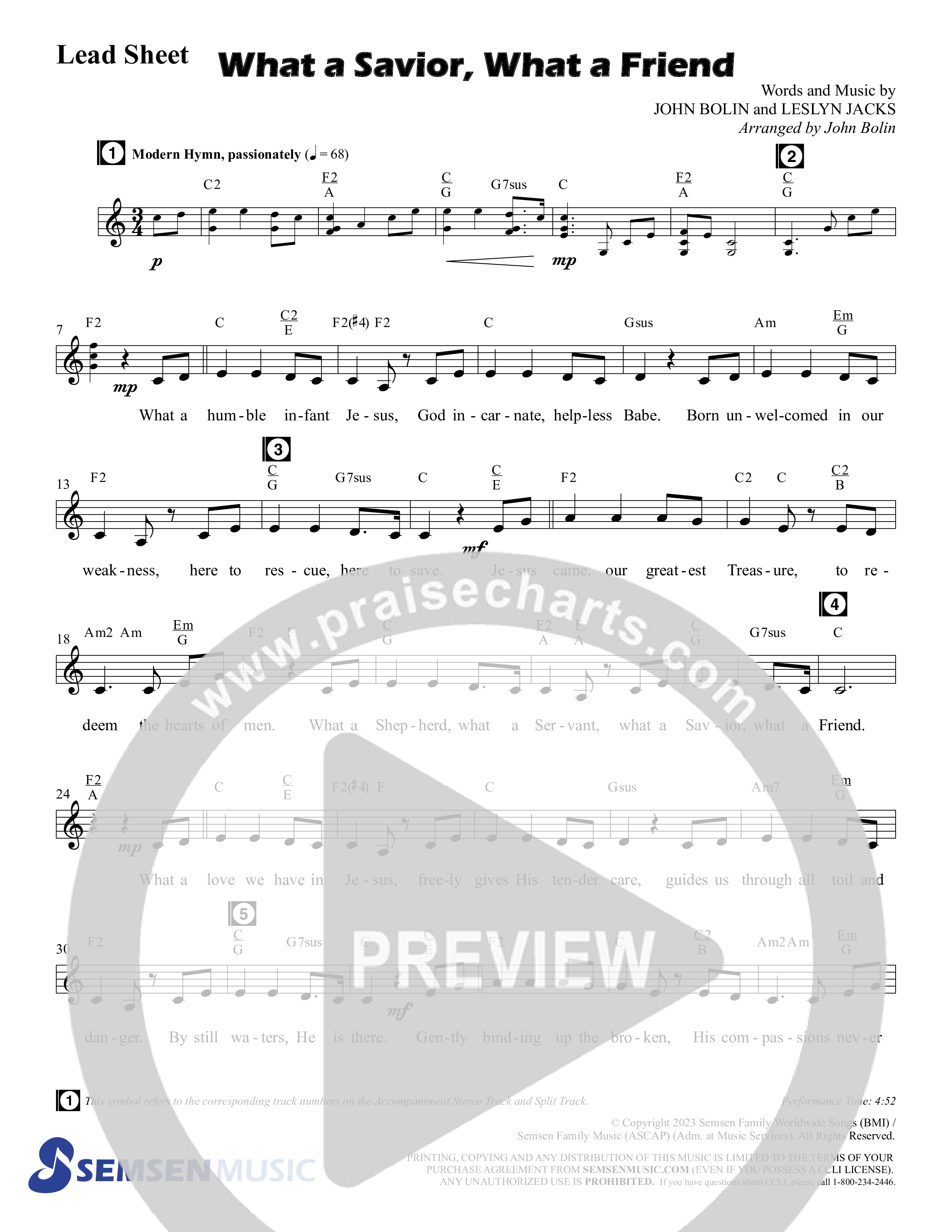 What A Savior What A Friend (Choral Anthem SATB) Chords & Lead Sheet (Semsen Music / Arr. John Bolin / Orch. David Shipps)