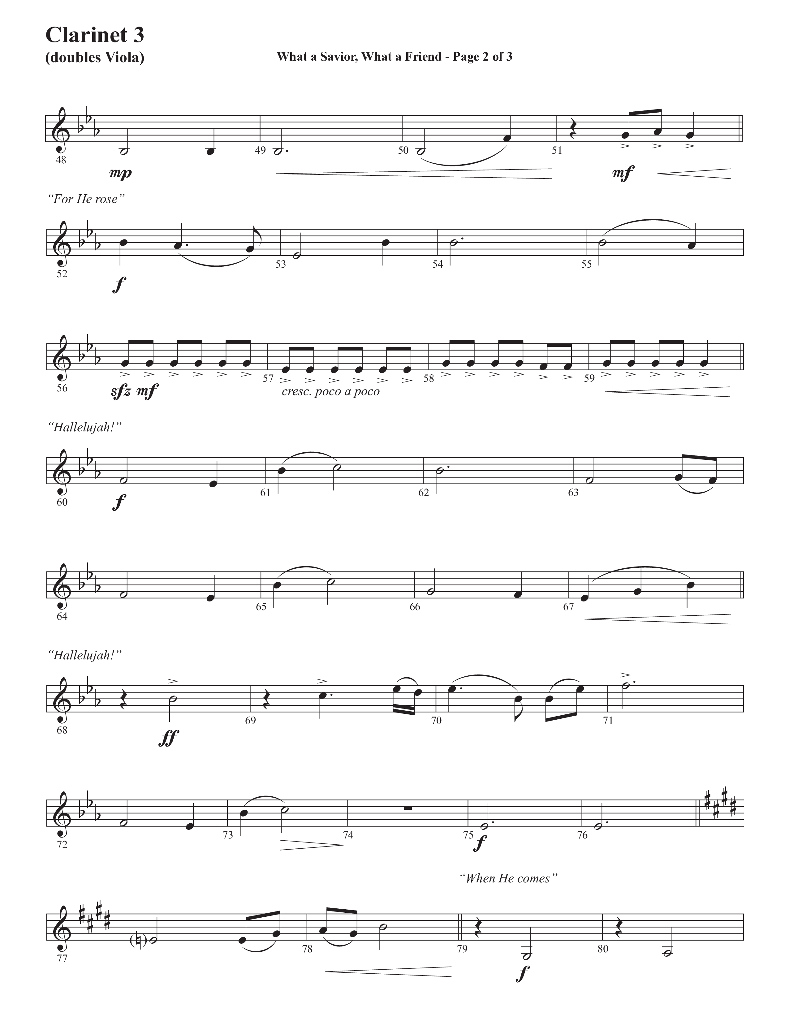 What A Savior What A Friend (Choral Anthem SATB) Clarinet 3 (Semsen Music / Arr. John Bolin / Orch. David Shipps)