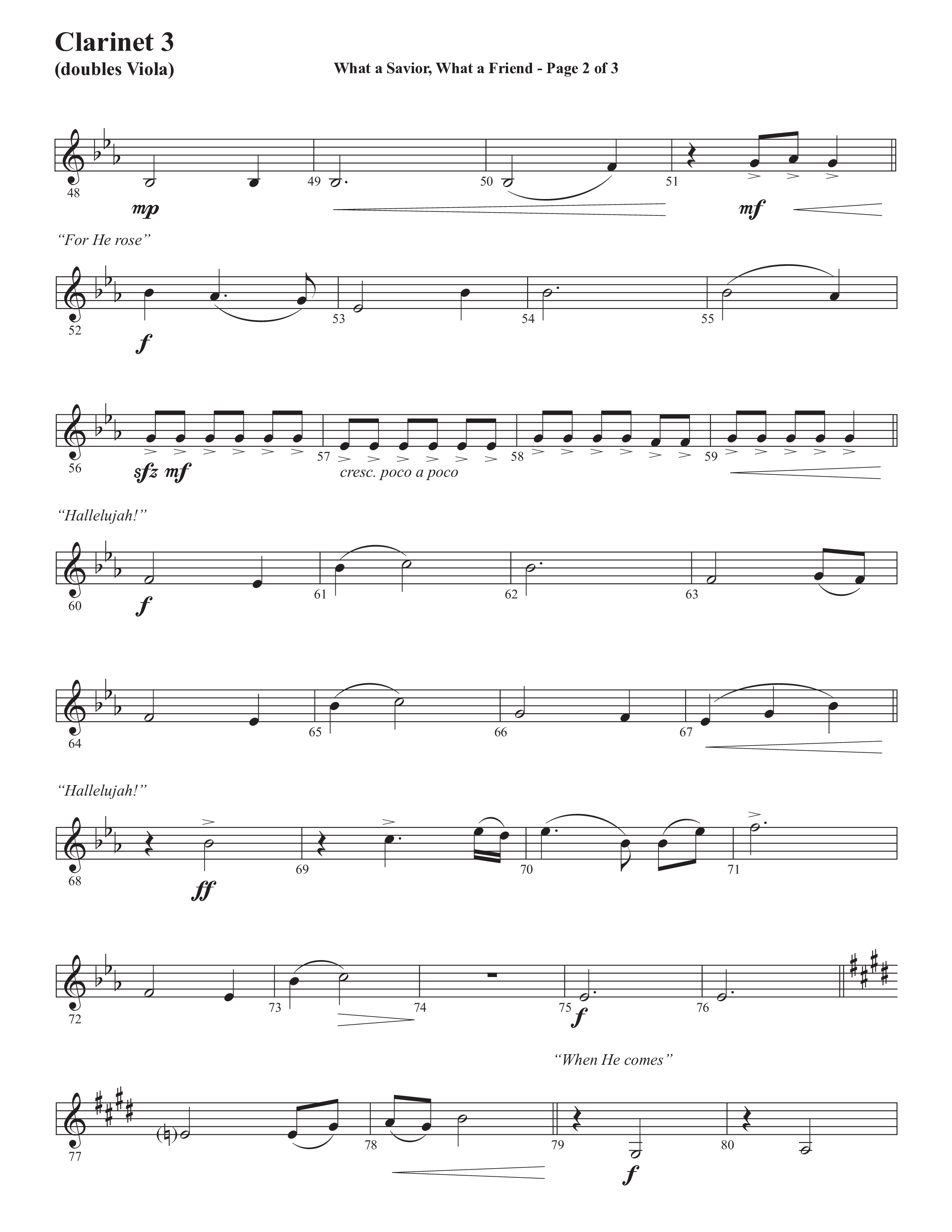 What A Savior What A Friend (Choral Anthem SATB) Clarinet 3 (Semsen Music / Arr. John Bolin / Orch. David Shipps)