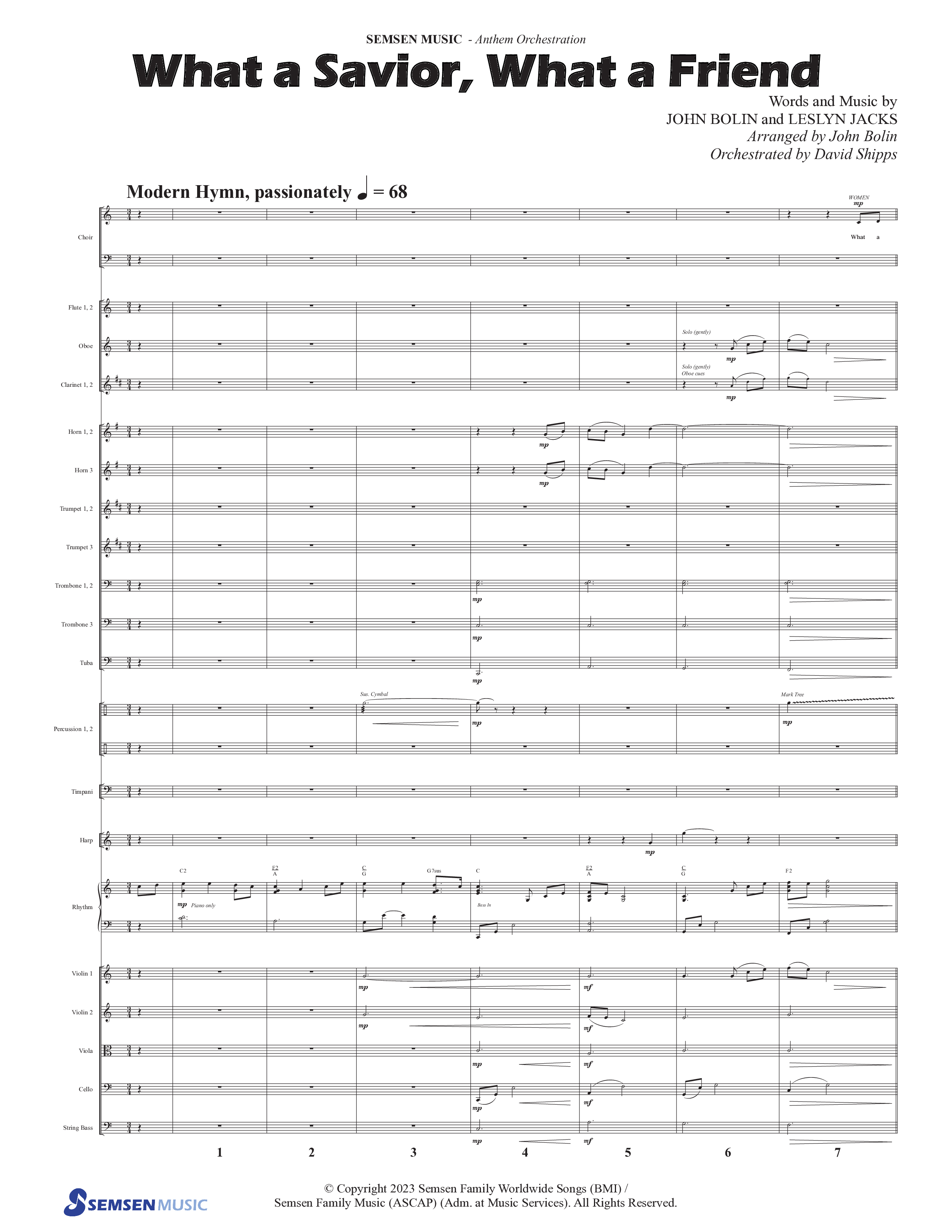 What A Savior What A Friend (Choral Anthem SATB) Conductor's Score (Semsen Music / Arr. John Bolin / Orch. David Shipps)