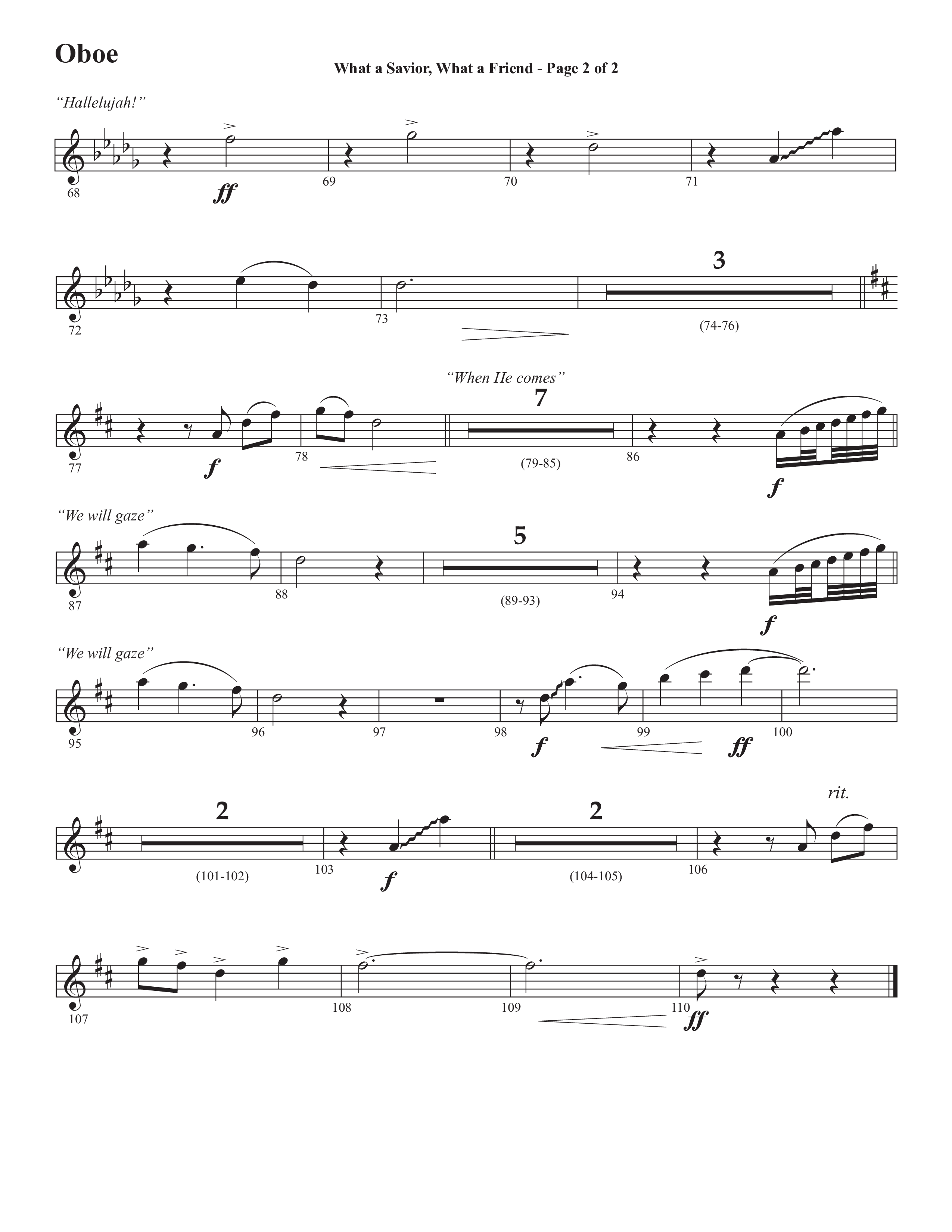 What A Savior What A Friend (Choral Anthem SATB) Oboe (Semsen Music / Arr. John Bolin / Orch. David Shipps)