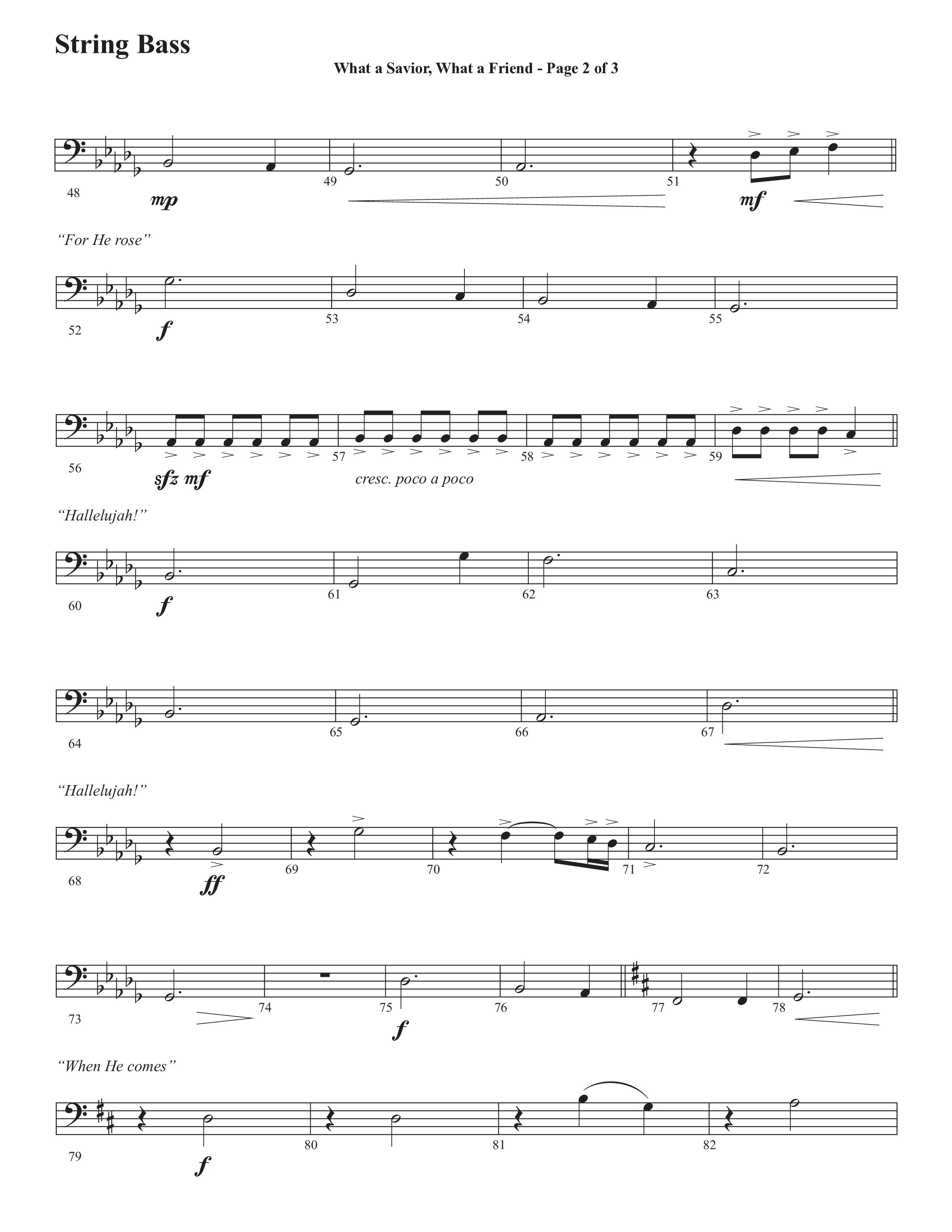What A Savior What A Friend (Choral Anthem SATB) String Bass (Semsen Music / Arr. John Bolin / Orch. David Shipps)