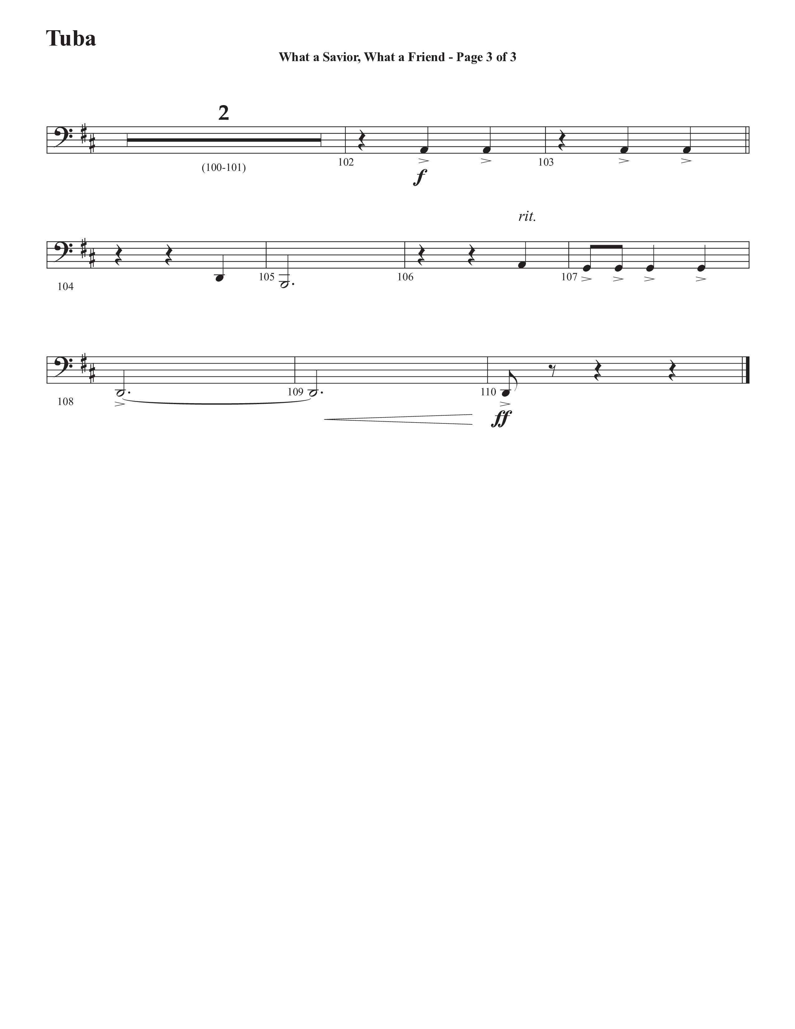 What A Savior What A Friend (Choral Anthem SATB) Tuba (Semsen Music / Arr. John Bolin / Orch. David Shipps)